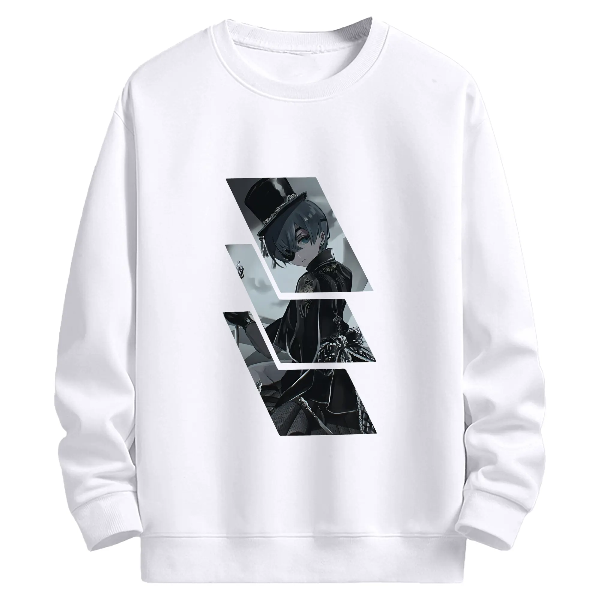 黒執事 グッズ,シエル・ファントムハイヴ - 高品質 クルーネック スウェット ・ コットン59％ ポリエステル41％ ・ ユニセックス 長袖 トレーナー ・ カジュアル デイリー スポーツ 散歩用