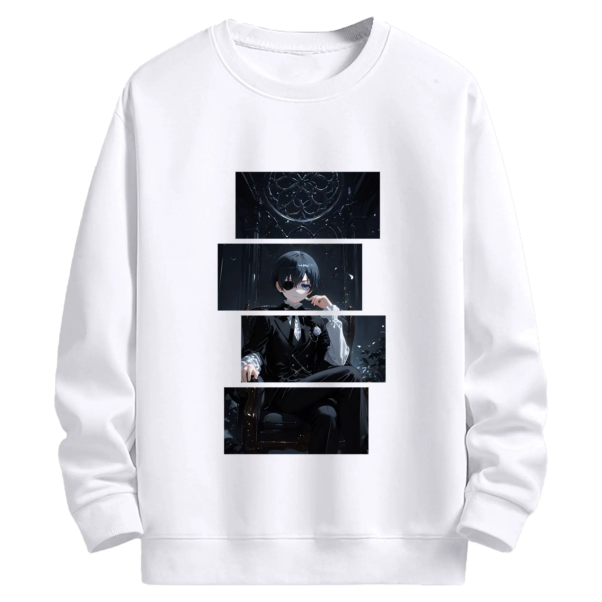 黒執事 グッズ,シエル・ファントムハイヴ - 高品質 クルーネック スウェット ・ コットン59％ ポリエステル41％ ・ ユニセックス 長袖 トレーナー ・ カジュアル デイリー スポーツ 散歩用