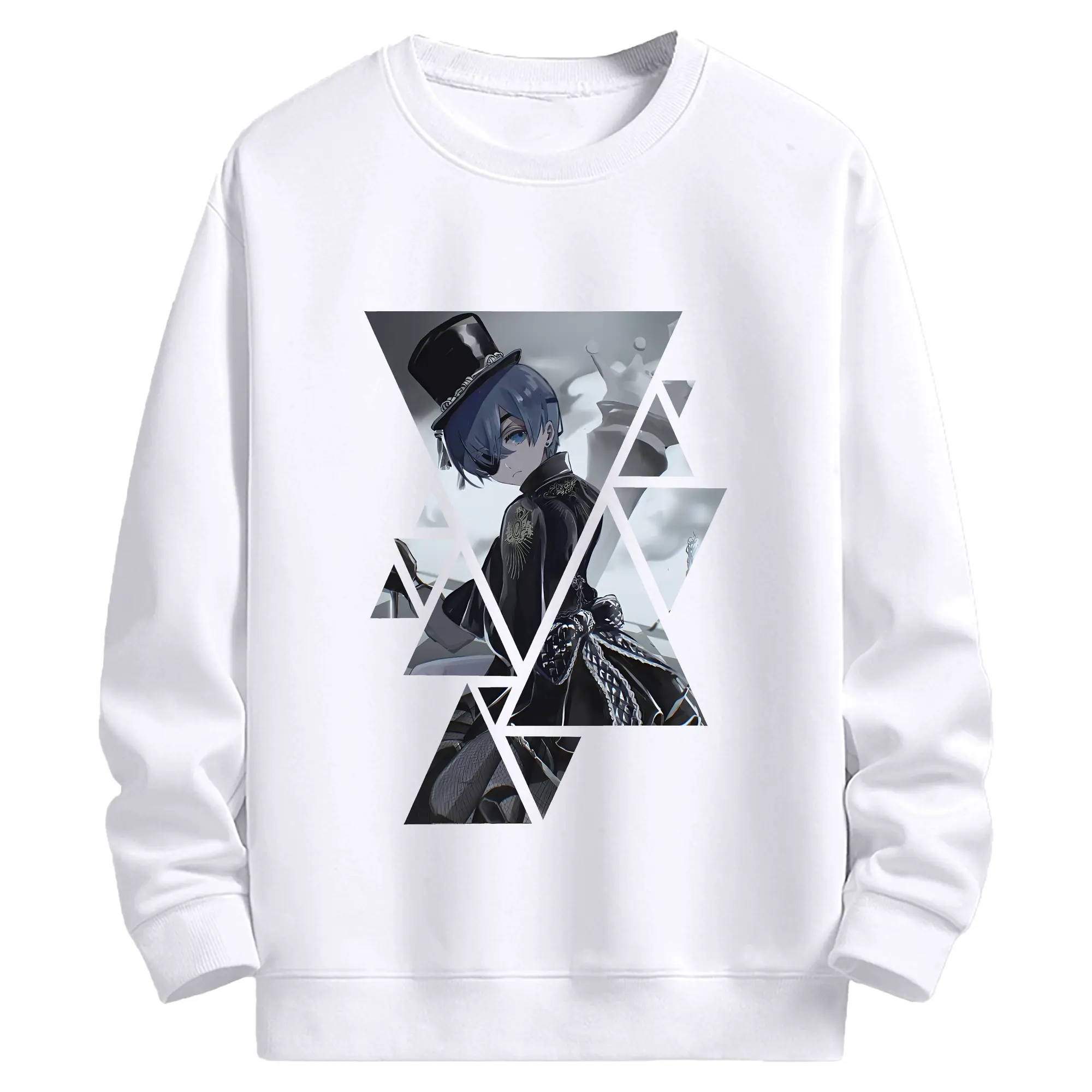 黒執事 グッズ,シエル・ファントムハイヴ - 高品質 クルーネック スウェット ・ コットン59％ ポリエステル41％ ・ ユニセックス 長袖 トレーナー ・ カジュアル デイリー スポーツ 散歩用