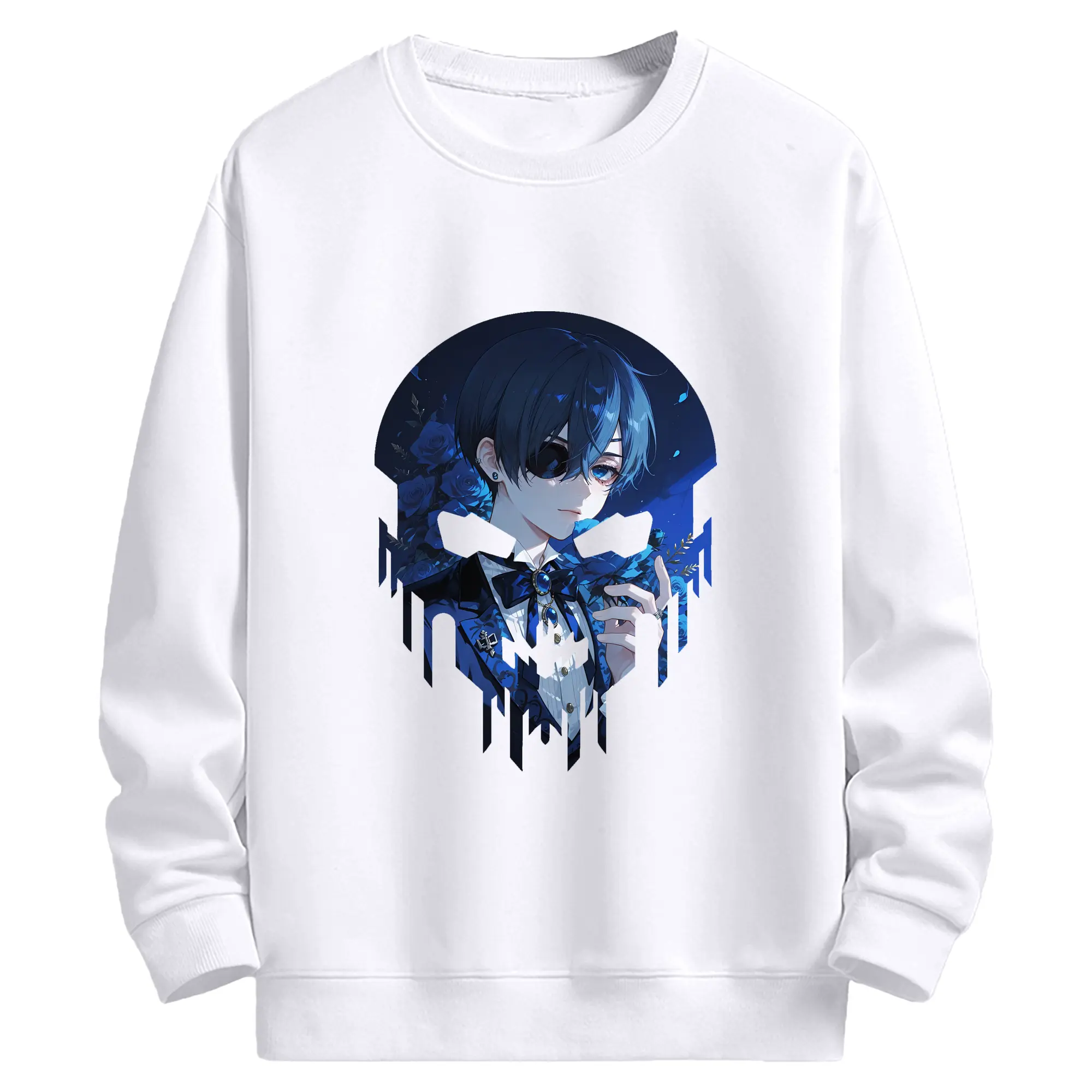 黒執事 グッズ,シエル・ファントムハイヴ - 高品質 クルーネック スウェット ・ コットン59％ ポリエステル41％ ・ ユニセックス 長袖 トレーナー ・ カジュアル デイリー スポーツ 散歩用