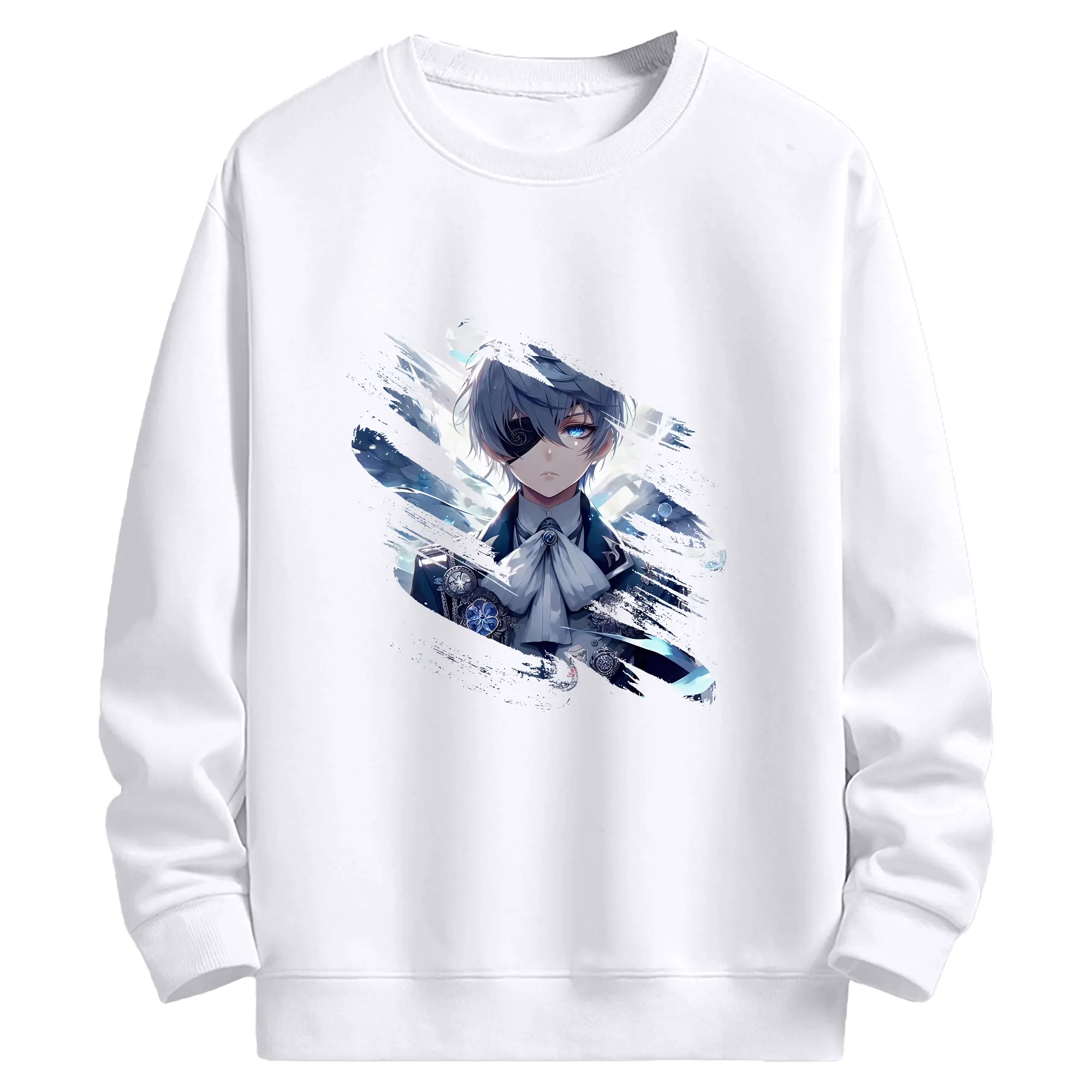 黒執事 グッズ,シエル・ファントムハイヴ - 高品質 クルーネック スウェット ・ コットン59％ ポリエステル41％ ・ ユニセックス 長袖 トレーナー ・ カジュアル デイリー スポーツ 散歩用