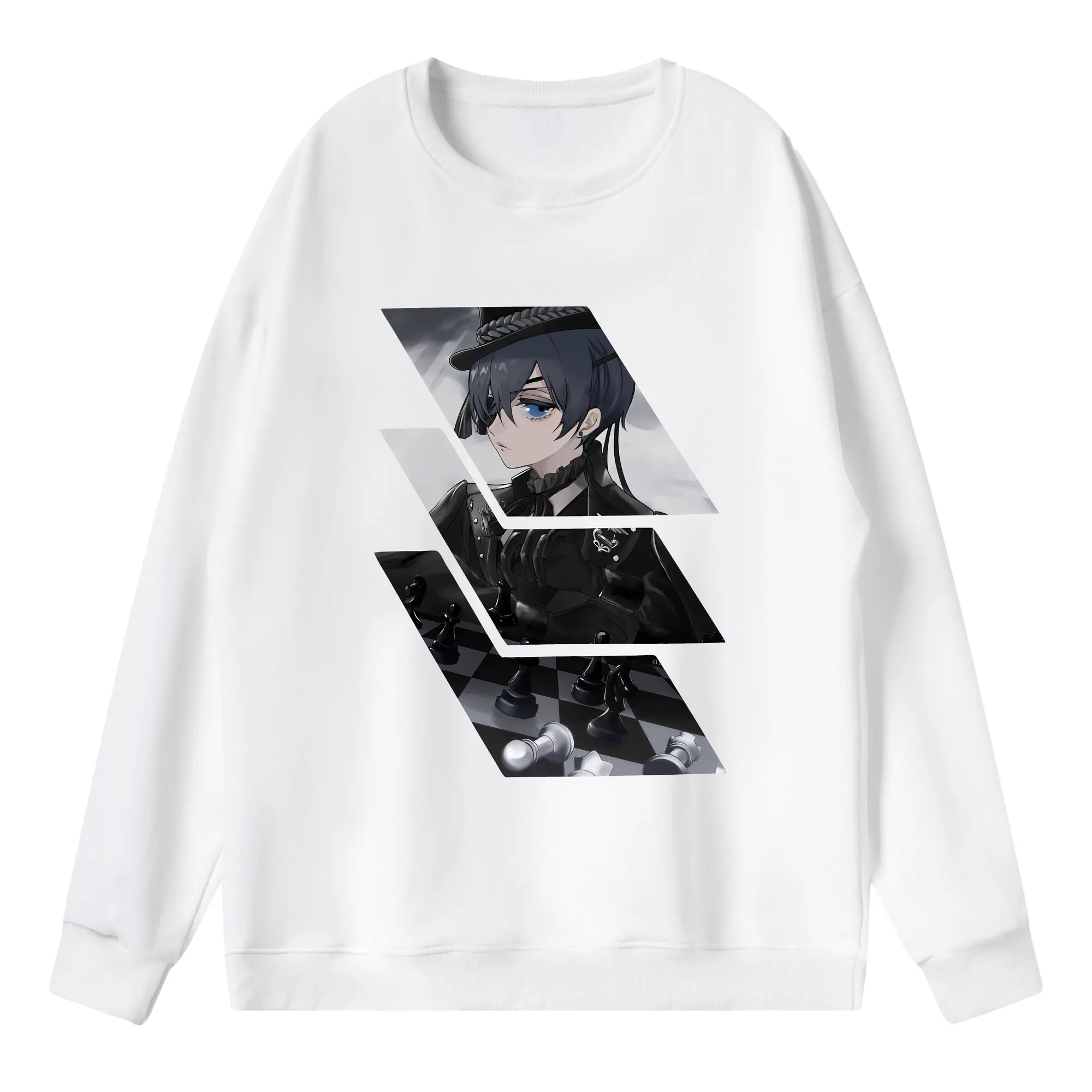 黒執事 グッズ,シエル・ファントムハイヴ - 薄手 クルーネック スウェット 裏毛260g · ポリエステル 春秋向け カジュアル 男女兼用 · トレーナー デイリー スポーツ 散歩に最適