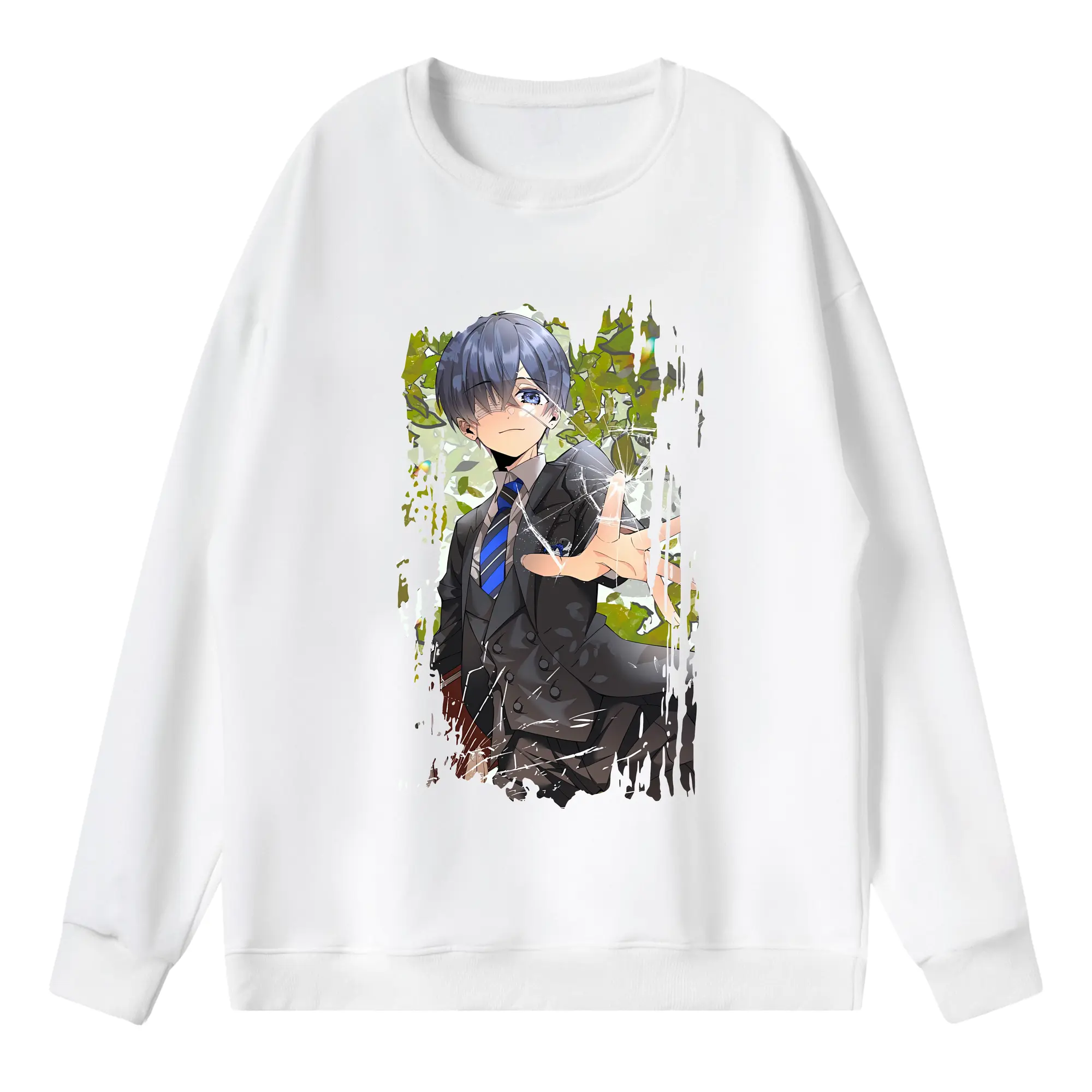 黒執事 グッズ,シエル・ファントムハイヴ - 薄手 クルーネック スウェット 裏毛260g · ポリエステル 春秋向け カジュアル 男女兼用 · トレーナー デイリー スポーツ 散歩に最適