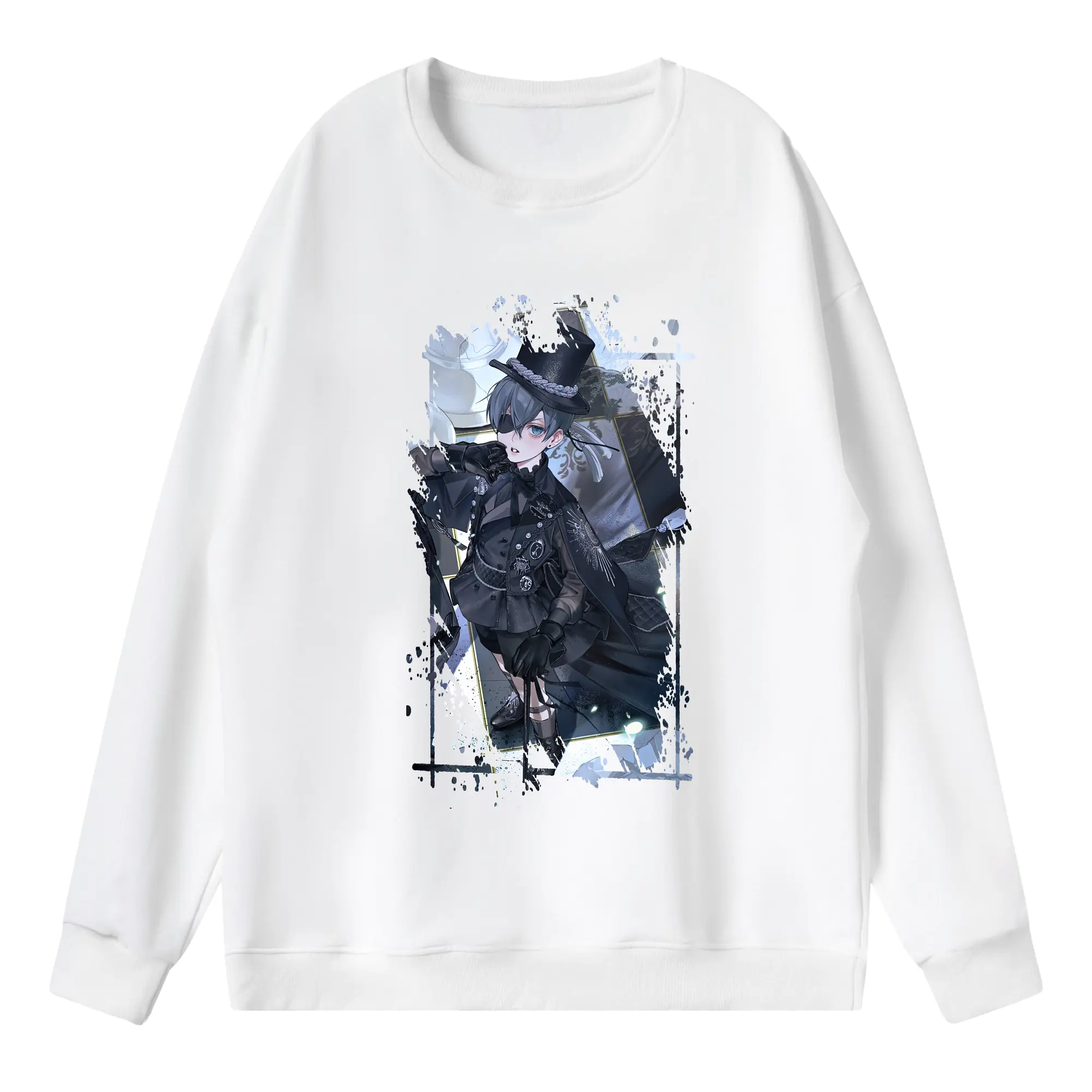 黒執事 グッズ,シエル・ファントムハイヴ - 薄手 クルーネック スウェット 裏毛260g · ポリエステル 春秋向け カジュアル 男女兼用 · トレーナー デイリー スポーツ 散歩に最適