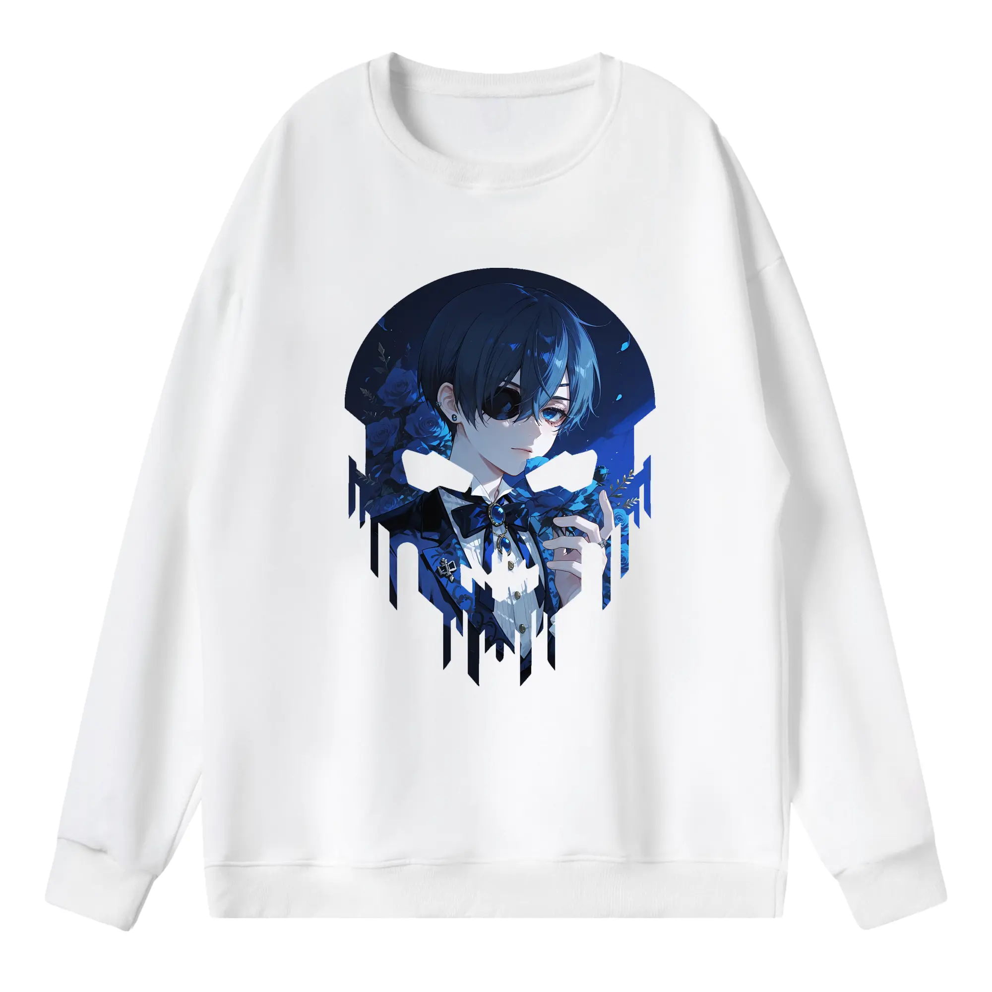 黒執事 グッズ,シエル・ファントムハイヴ - 薄手 クルーネック スウェット 裏毛260g · ポリエステル 春秋向け カジュアル 男女兼用 · トレーナー デイリー スポーツ 散歩に最適