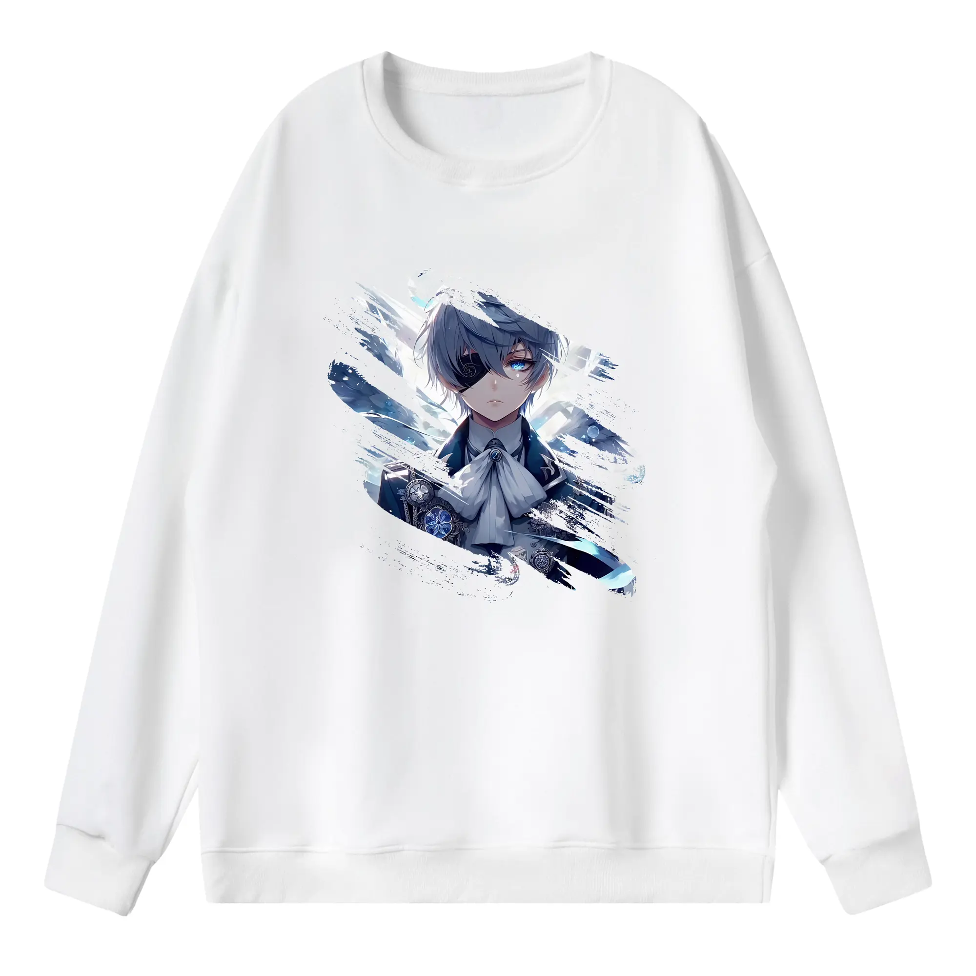 黒執事 グッズ,シエル・ファントムハイヴ - 薄手 クルーネック スウェット 裏毛260g · ポリエステル 春秋向け カジュアル 男女兼用 · トレーナー デイリー スポーツ 散歩に最適