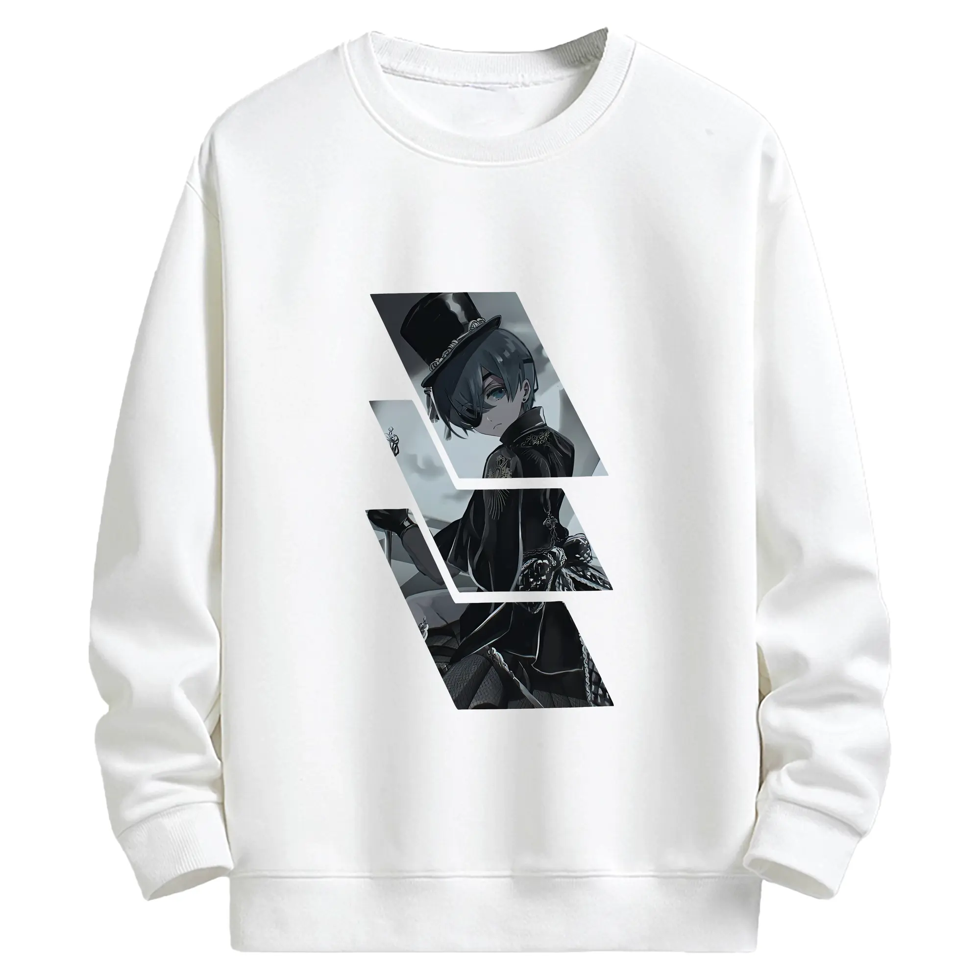 黒執事 グッズ,シエル・ファントムハイヴ - キッズ クルーネックスウェットシャツ ・ フロントプリント ・ 綿80％ ポリエステル20％ ・ 快適 通学 スポーツ 日常使い お散歩用