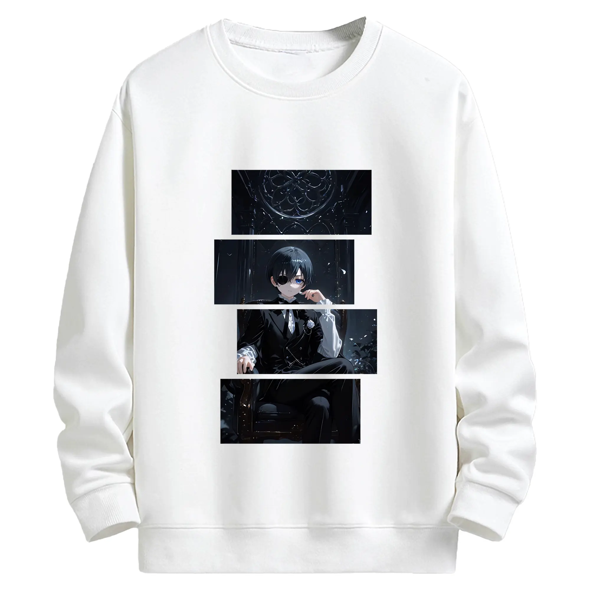 黒執事 グッズ,シエル・ファントムハイヴ - キッズ クルーネックスウェットシャツ ・ フロントプリント ・ 綿80％ ポリエステル20％ ・ 快適 通学 スポーツ 日常使い お散歩用