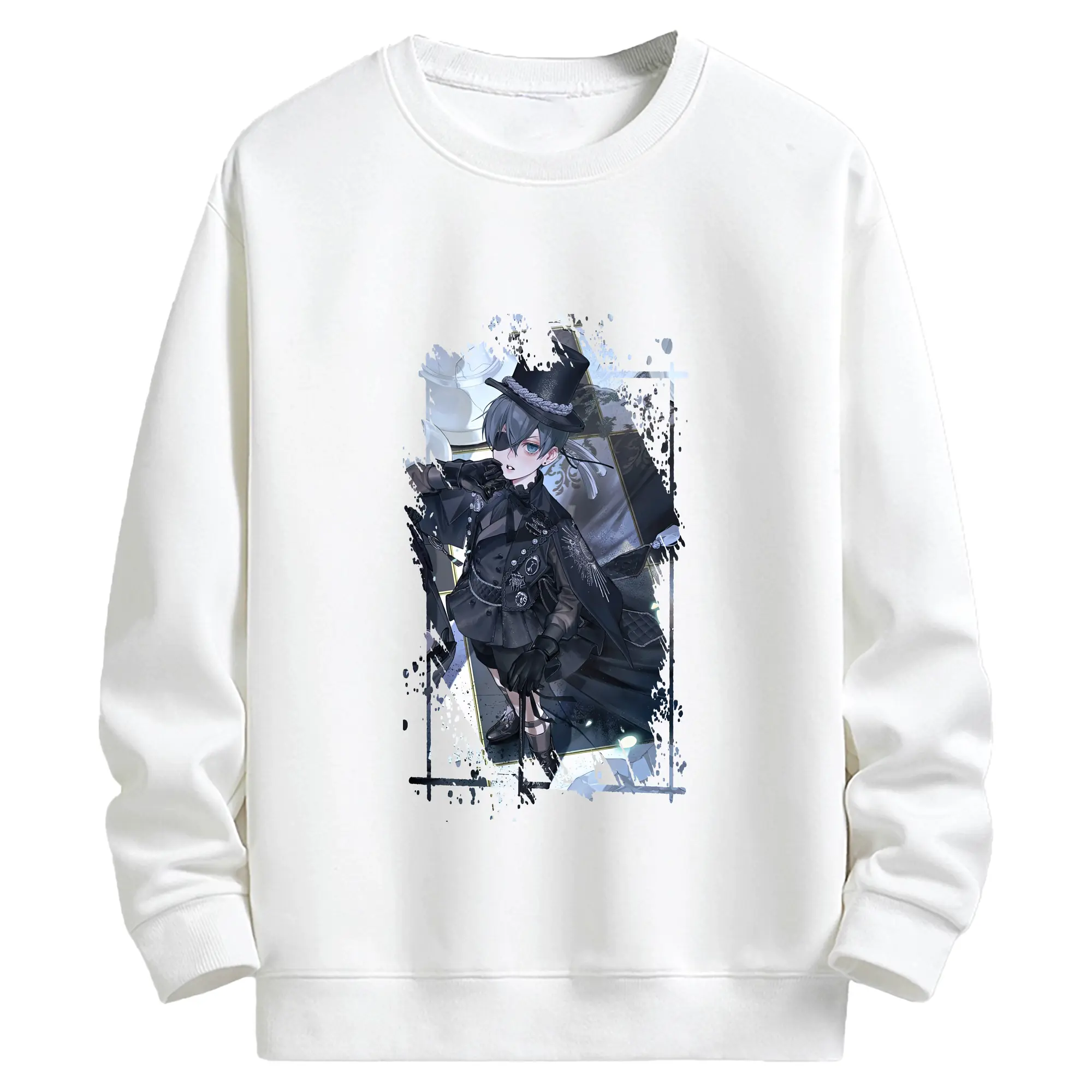 黒執事 グッズ,シエル・ファントムハイヴ - キッズ クルーネックスウェットシャツ ・ フロントプリント ・ 綿80％ ポリエステル20％ ・ 快適 通学 スポーツ 日常使い お散歩用