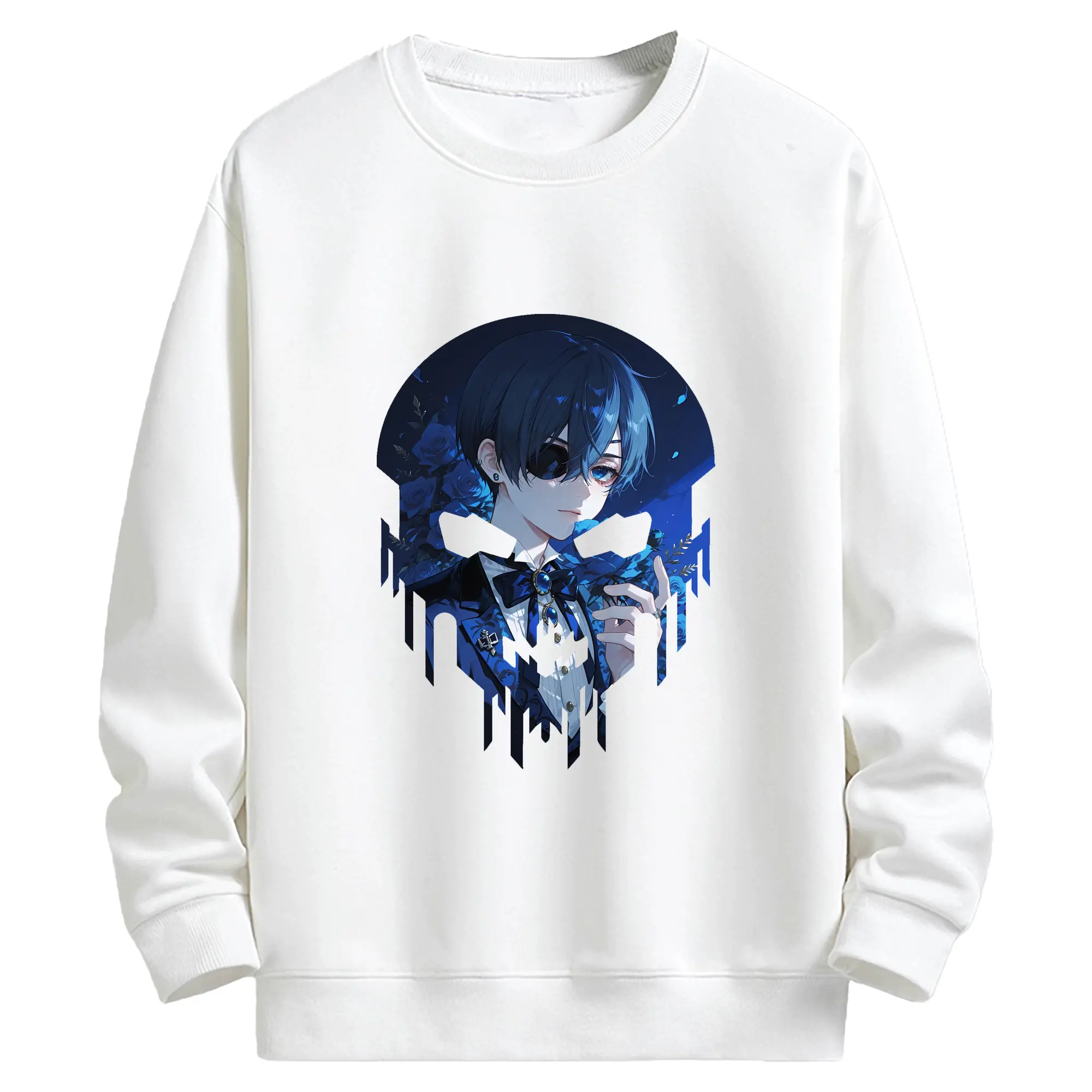 黒執事 グッズ,シエル・ファントムハイヴ - キッズ クルーネックスウェットシャツ ・ フロントプリント ・ 綿80％ ポリエステル20％ ・ 快適 通学 スポーツ 日常使い お散歩用