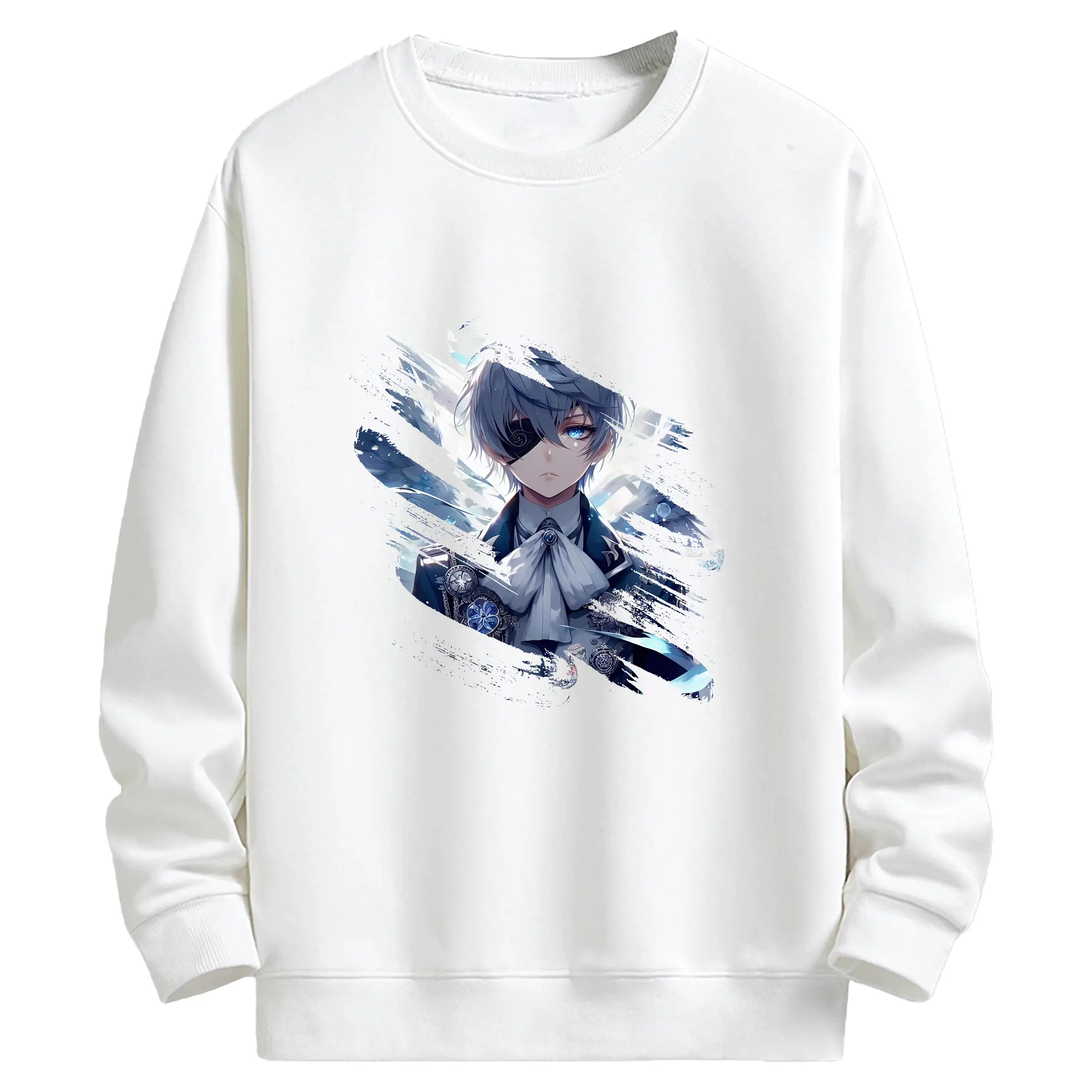 黒執事 グッズ,シエル・ファントムハイヴ - キッズ クルーネックスウェットシャツ ・ フロントプリント ・ 綿80％ ポリエステル20％ ・ 快適 通学 スポーツ 日常使い お散歩用