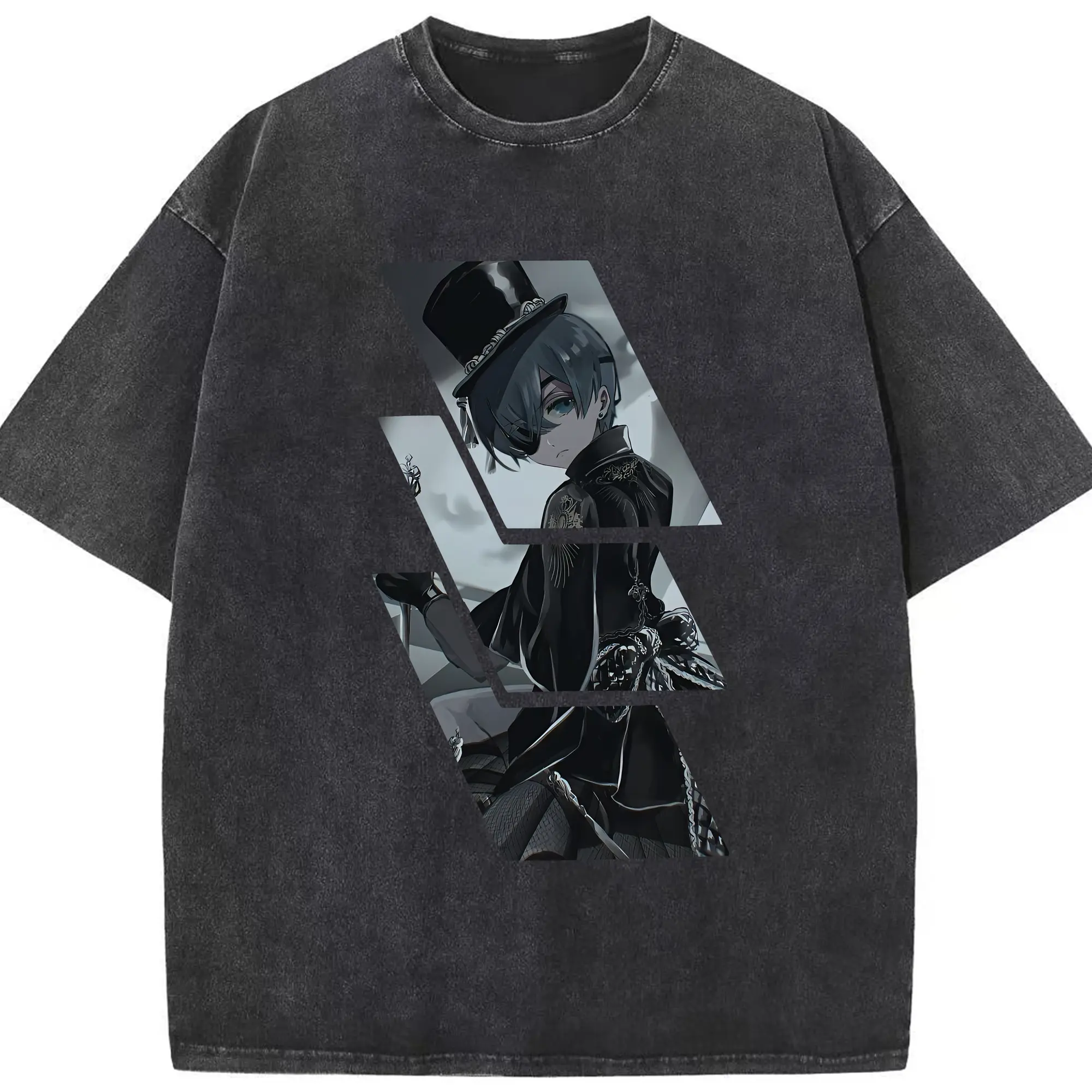 黒執事 グッズ,シエル・ファントムハイヴ - 綿100％ ヴィンテージ風 半袖Tシャツ ・ フロントプリント ・ 柔らか肌触り ・ 通気性 快適 ・ スポーツ カジュアル 外出用