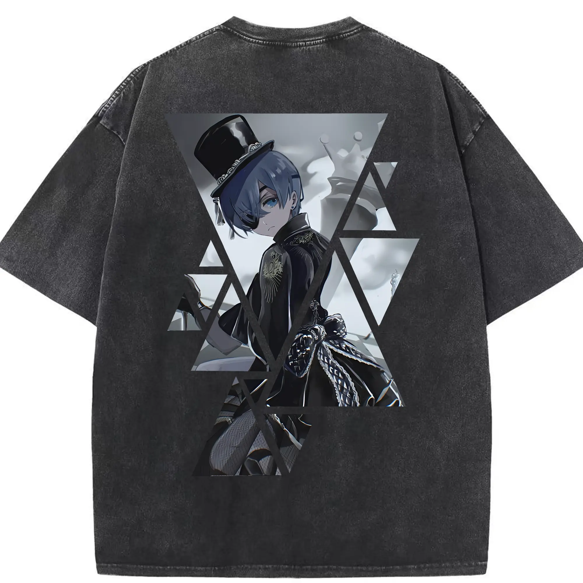 黒執事 グッズ,シエル・ファントムハイヴ - 綿100％ ヴィンテージ風 半袖Tシャツ ・ 背面プリント ・ 柔らか肌触り ・ 通気性 快適 ・ スポーツ カジュアル 外出用