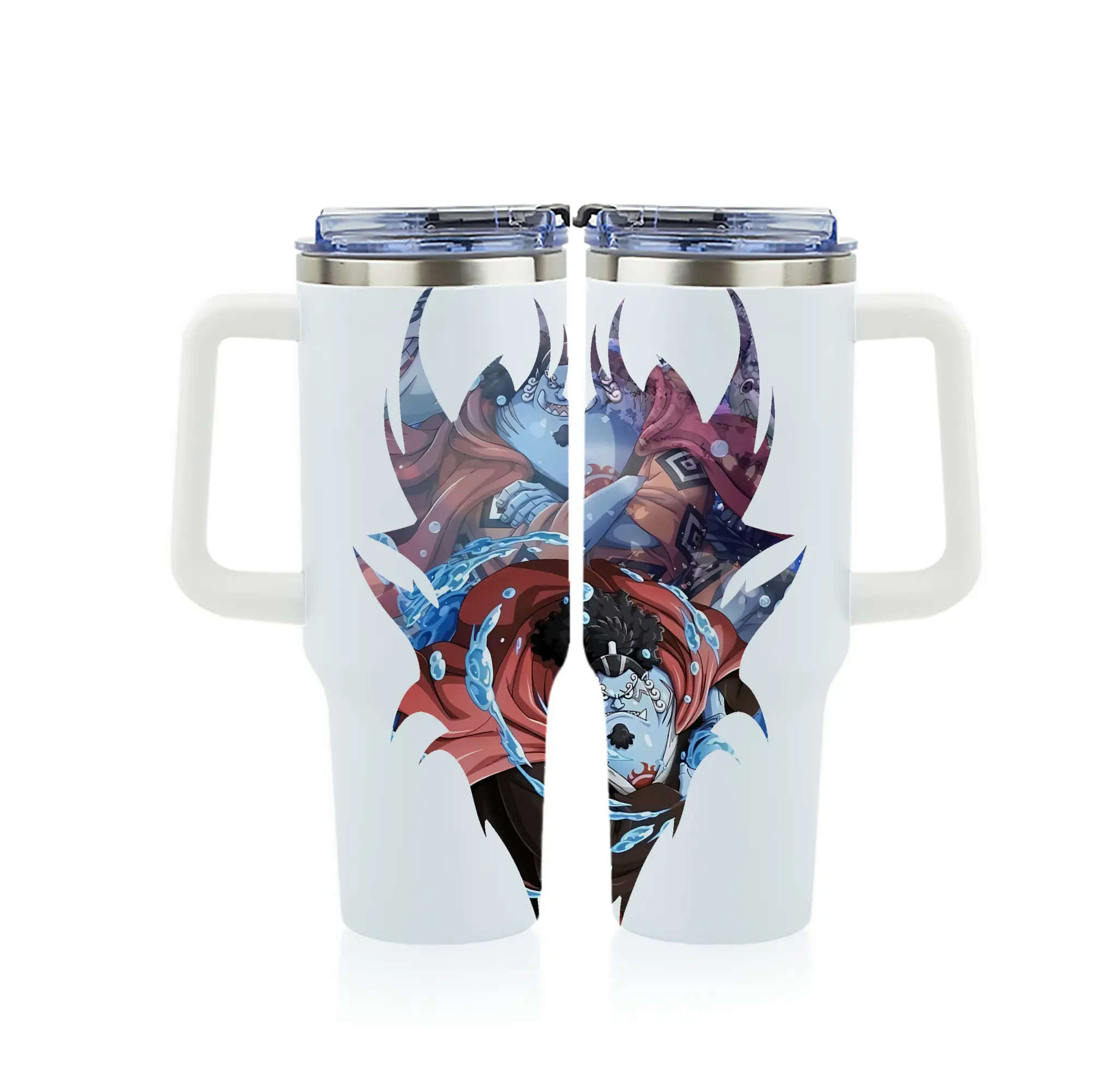 ワンピース グッズ ジンベエ - 1200mL フルプリント車用タンブラー ・ 304ステンレス 内側 ・ 201ステンレス 外側 ・ 保温 保冷 ・ 通勤 ドライブ アウトドア用