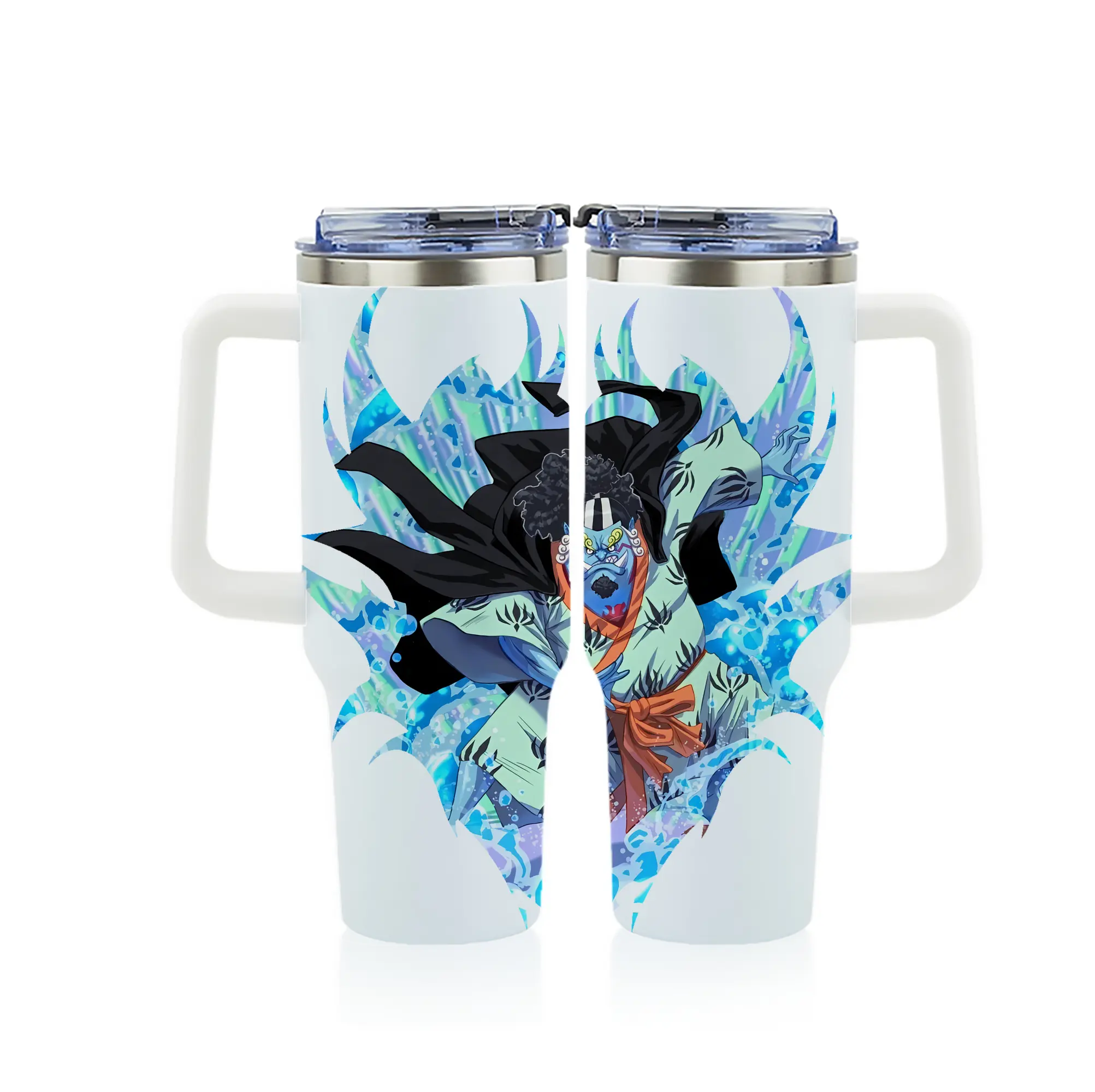 ワンピース グッズ ジンベエ - 1200mL フルプリント車用タンブラー ・ 304ステンレス 内側 ・ 201ステンレス 外側 ・ 保温 保冷 ・ 通勤 ドライブ アウトドア用