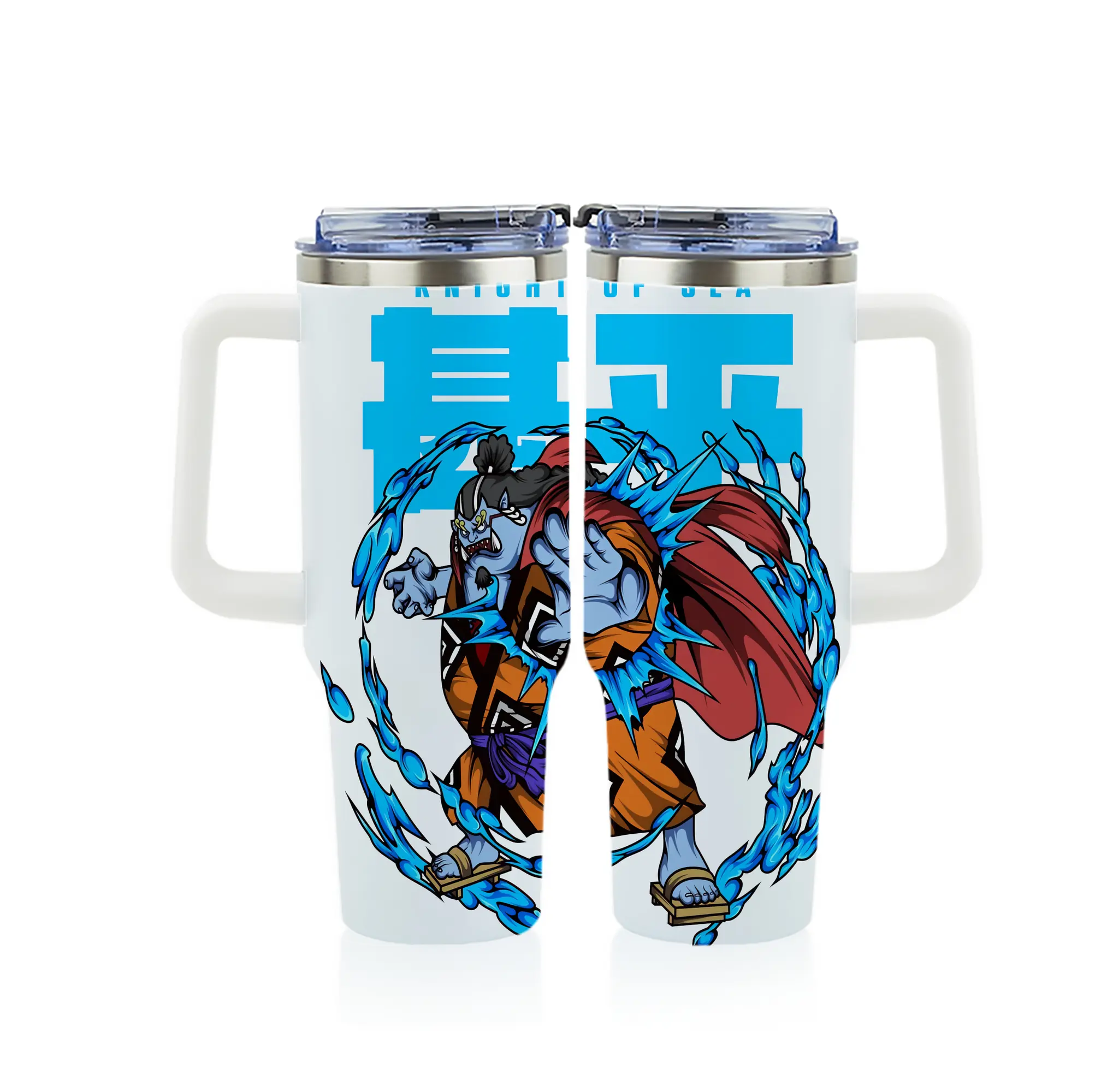 ワンピース グッズ ジンベエ - 1200mL フルプリント車用タンブラー ・ 304ステンレス 内側 ・ 201ステンレス 外側 ・ 保温 保冷 ・ 通勤 ドライブ アウトドア用