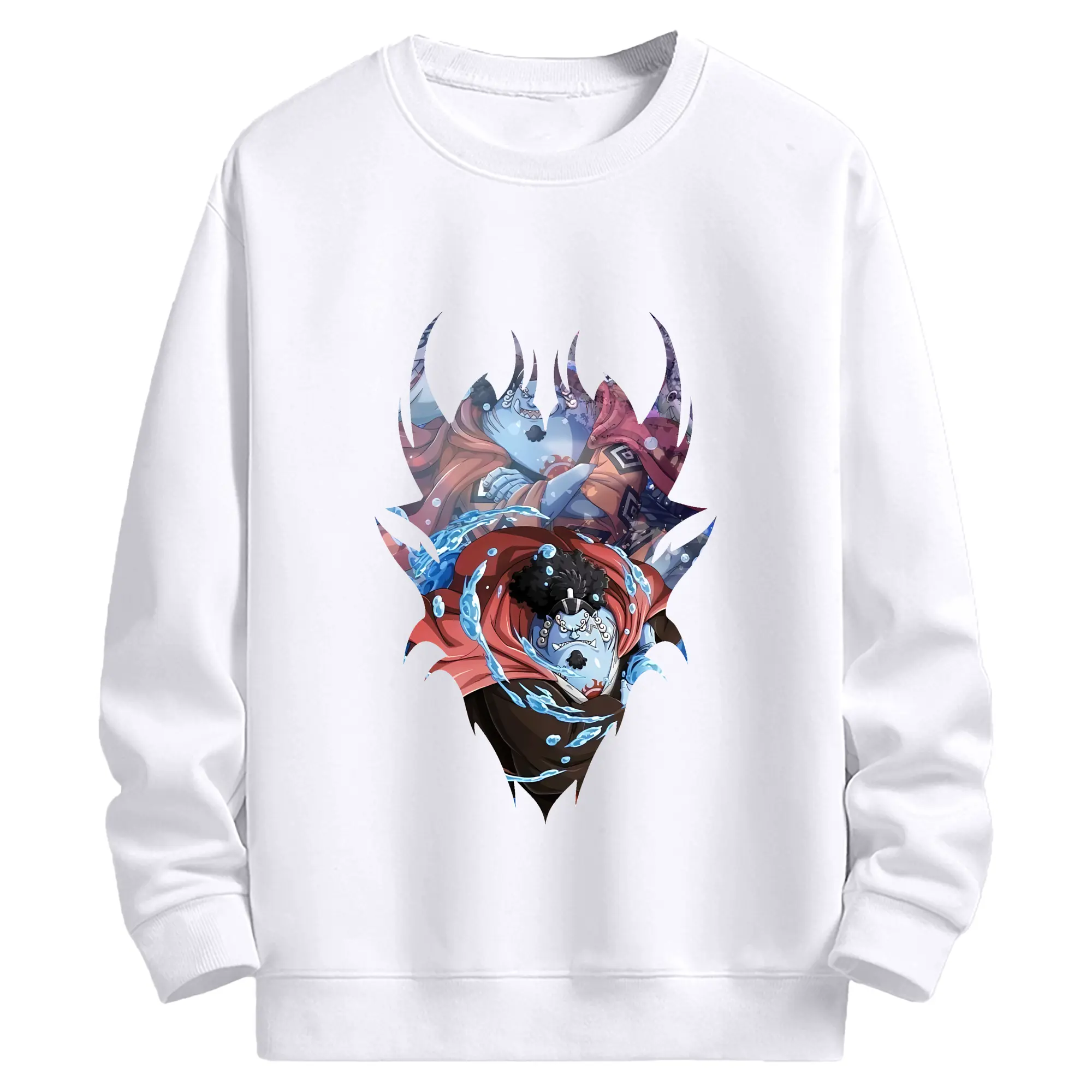 ワンピース グッズ ジンベエ - 高品質 クルーネック スウェット ・ コットン59％ ポリエステル41％ ・ ユニセックス 長袖 トレーナー ・ カジュアル デイリー スポーツ 散歩用