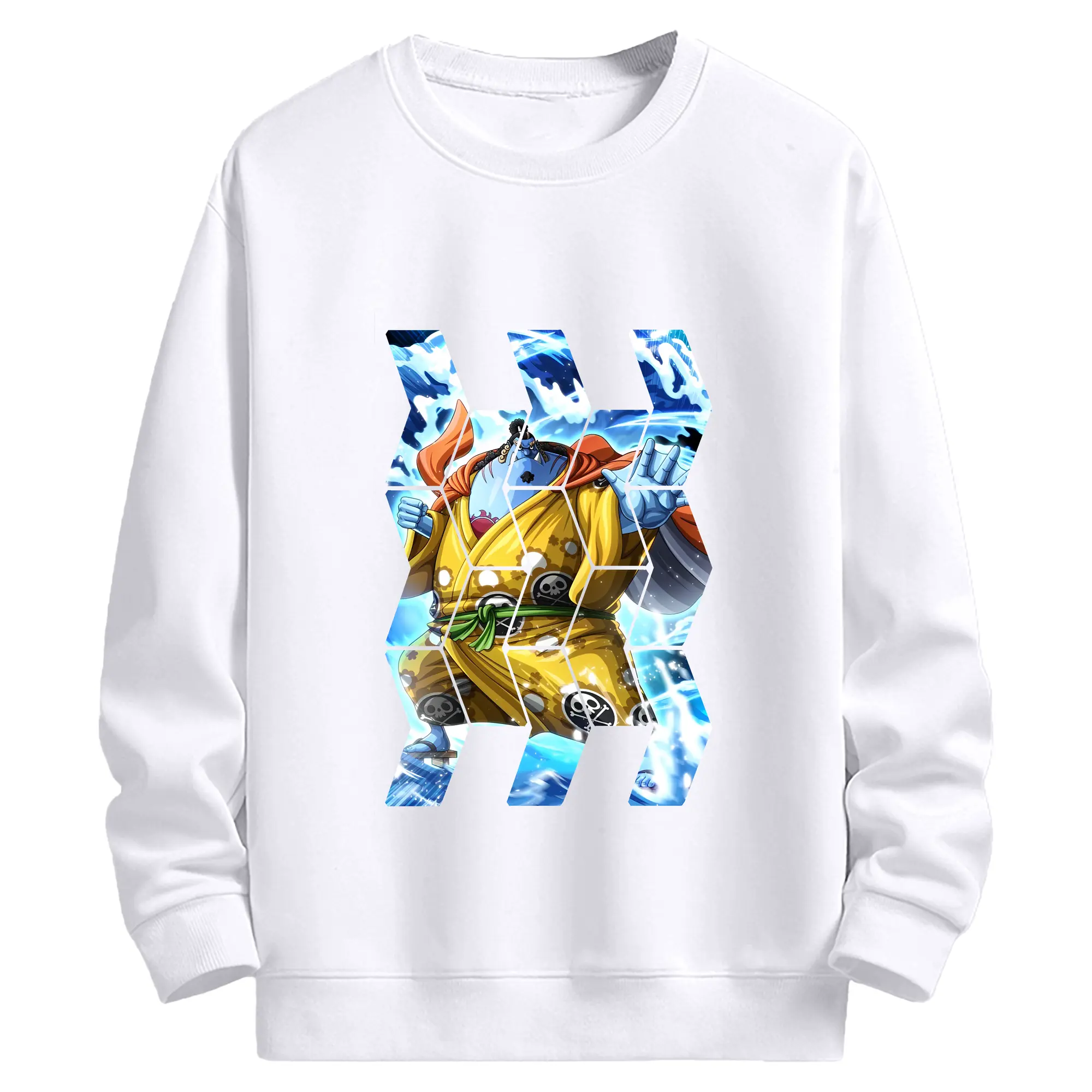 ワンピース グッズ ジンベエ - 高品質 クルーネック スウェット ・ コットン59％ ポリエステル41％ ・ ユニセックス 長袖 トレーナー ・ カジュアル デイリー スポーツ 散歩用