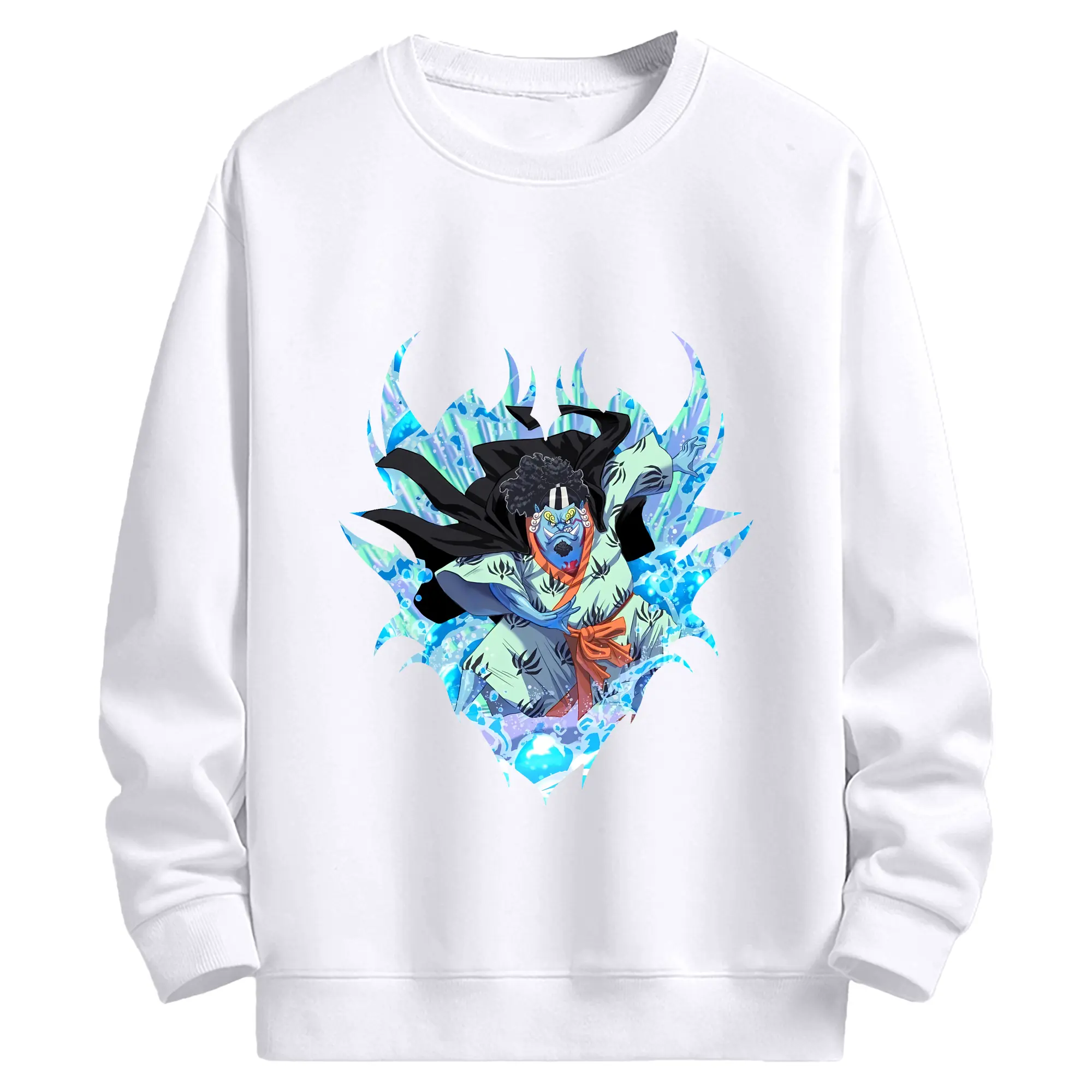 ワンピース グッズ ジンベエ - 高品質 クルーネック スウェット ・ コットン59％ ポリエステル41％ ・ ユニセックス 長袖 トレーナー ・ カジュアル デイリー スポーツ 散歩用