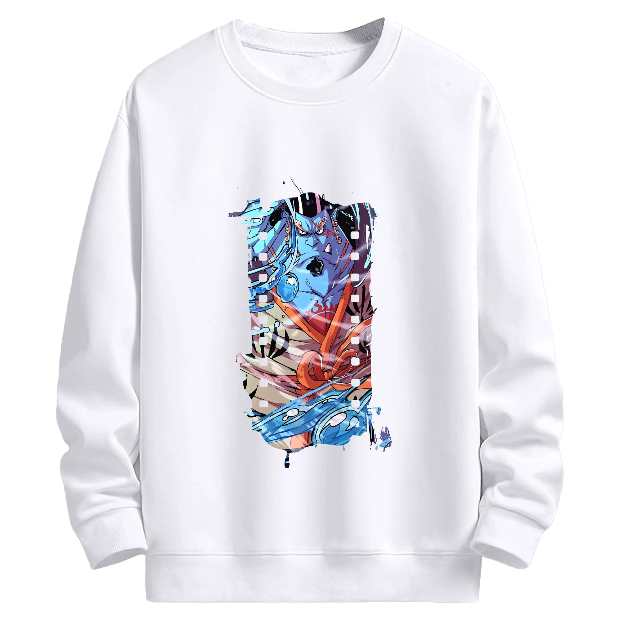 ワンピース グッズ ジンベエ - 高品質 クルーネック スウェット ・ コットン59％ ポリエステル41％ ・ ユニセックス 長袖 トレーナー ・ カジュアル デイリー スポーツ 散歩用