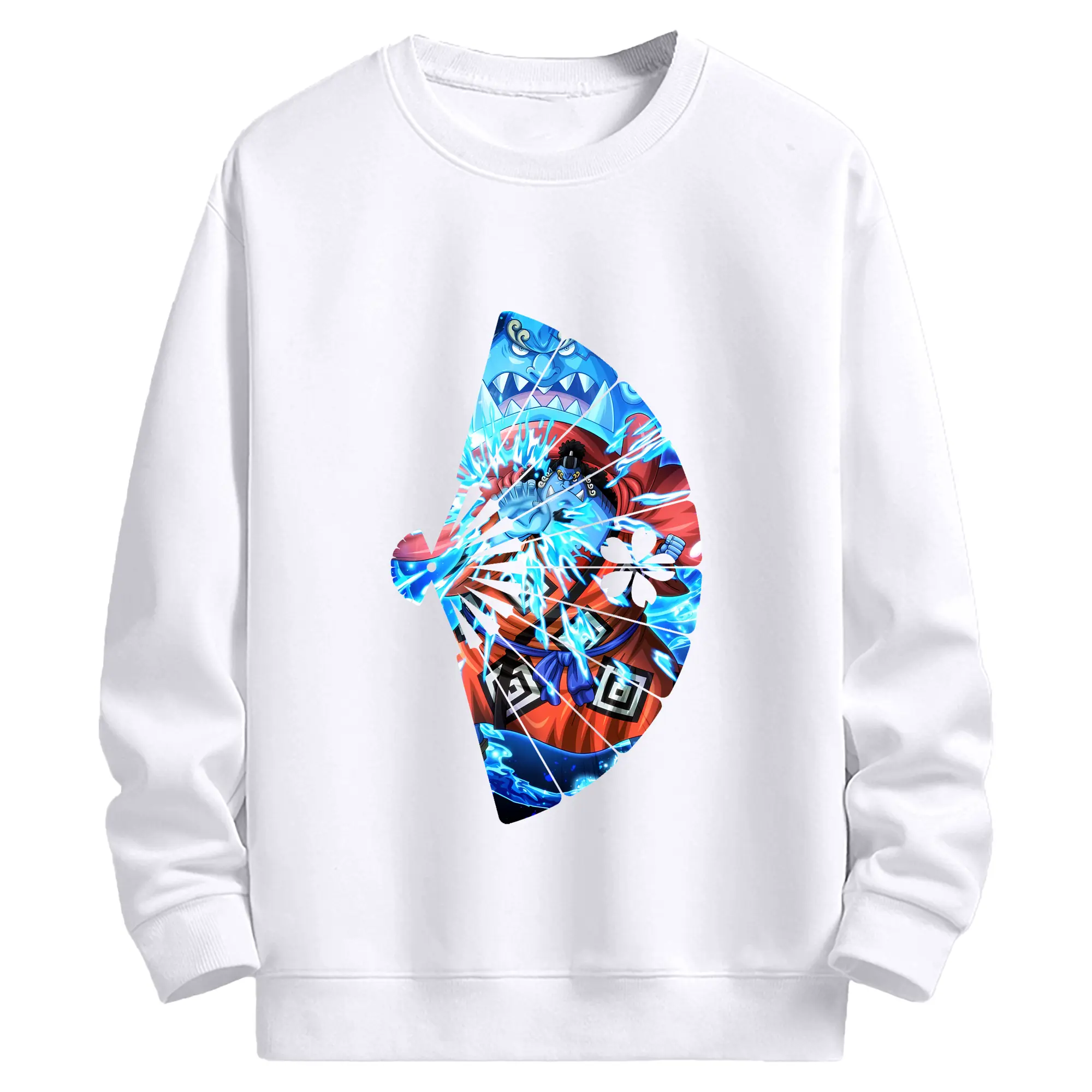 ワンピース グッズ ジンベエ - 高品質 クルーネック スウェット ・ コットン59％ ポリエステル41％ ・ ユニセックス 長袖 トレーナー ・ カジュアル デイリー スポーツ 散歩用