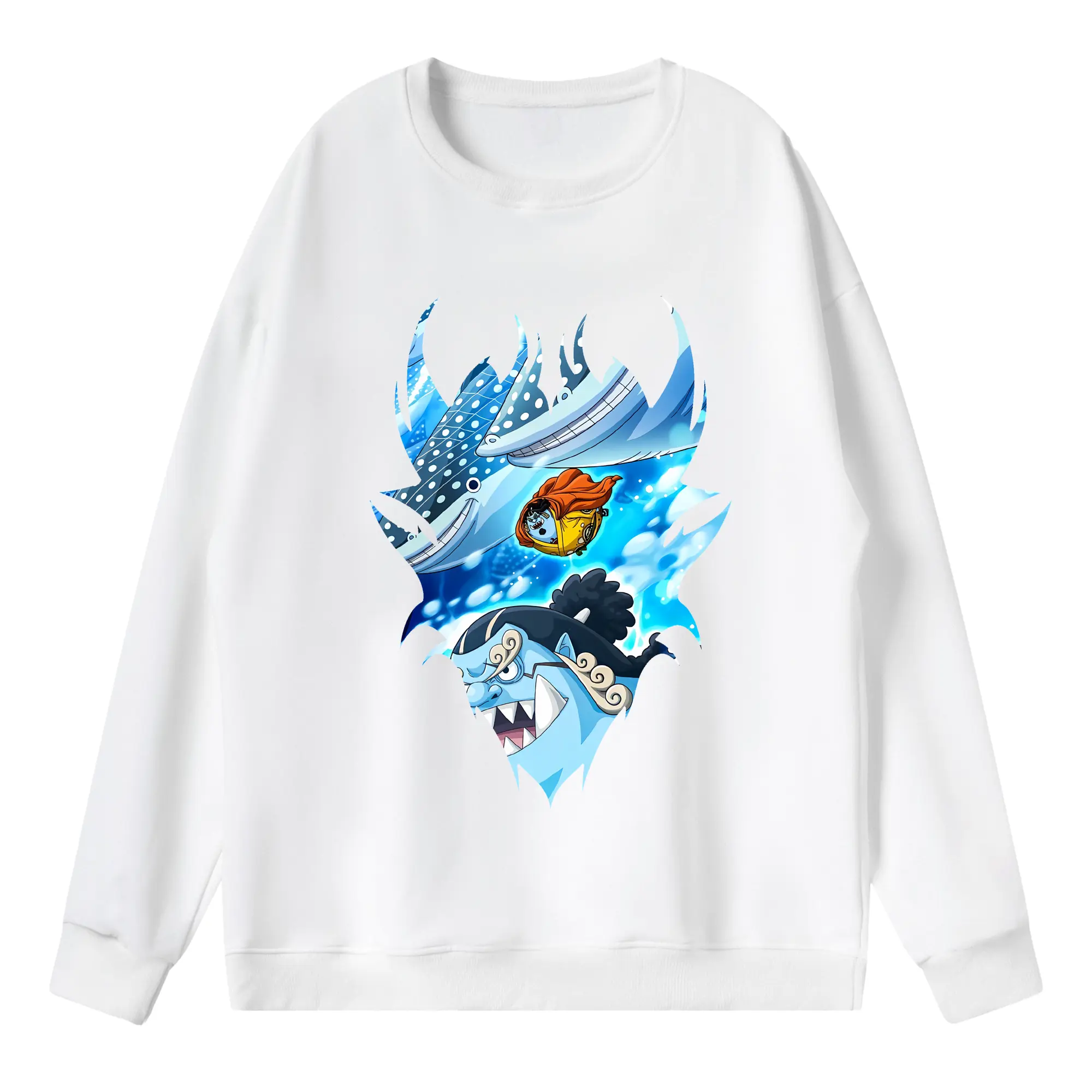 ワンピース グッズ ジンベエ - 薄手 クルーネック スウェット 裏毛260g · ポリエステル 春秋向け カジュアル 男女兼用 · トレーナー デイリー スポーツ 散歩に最適