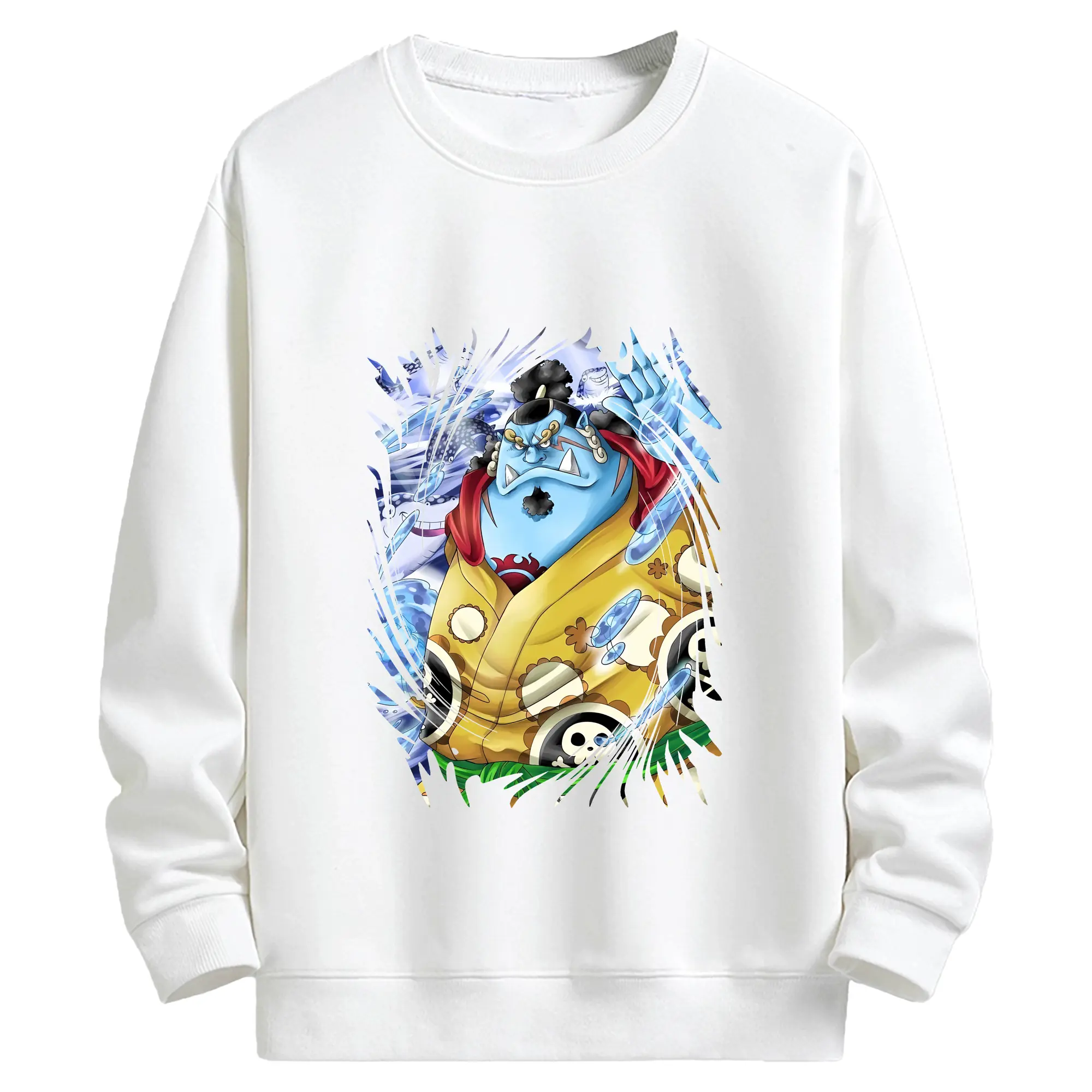 ワンピース グッズ ジンベエ - キッズ クルーネックスウェットシャツ ・ フロントプリント ・ 綿80％ ポリエステル20％ ・ 快適 通学 スポーツ 日常使い お散歩用