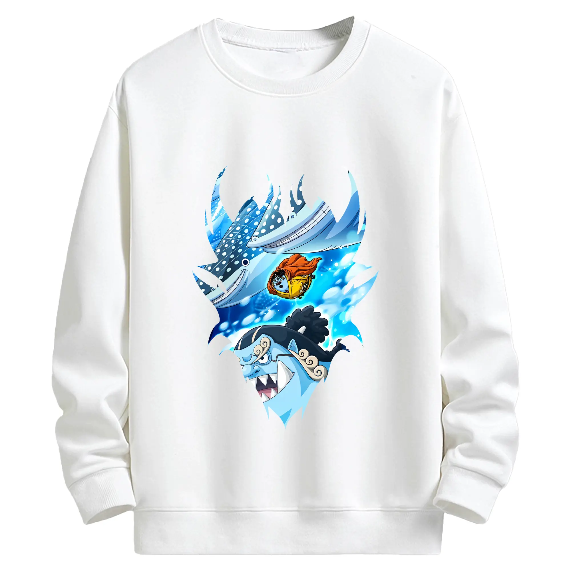 ワンピース グッズ ジンベエ - キッズ クルーネックスウェットシャツ ・ フロントプリント ・ 綿80％ ポリエステル20％ ・ 快適 通学 スポーツ 日常使い お散歩用