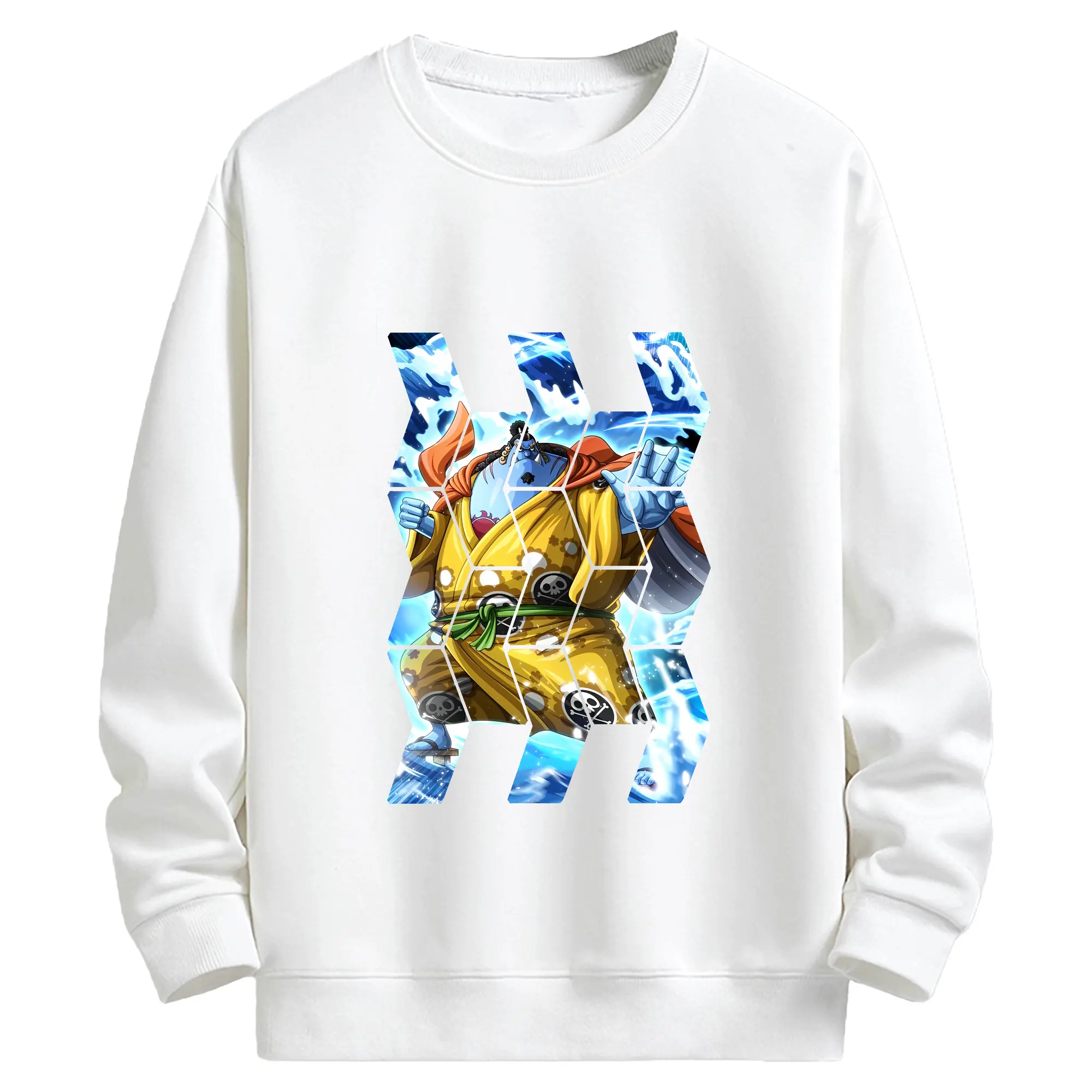 ワンピース グッズ ジンベエ - キッズ クルーネックスウェットシャツ ・ フロントプリント ・ 綿80％ ポリエステル20％ ・ 快適 通学 スポーツ 日常使い お散歩用