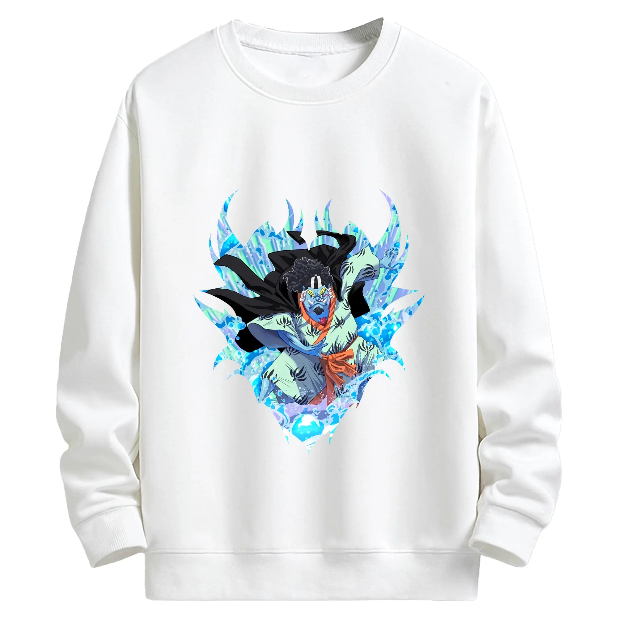 ワンピース グッズ ジンベエ - キッズ クルーネックスウェットシャツ ・ フロントプリント ・ 綿80％ ポリエステル20％ ・ 快適 通学 スポーツ 日常使い お散歩用