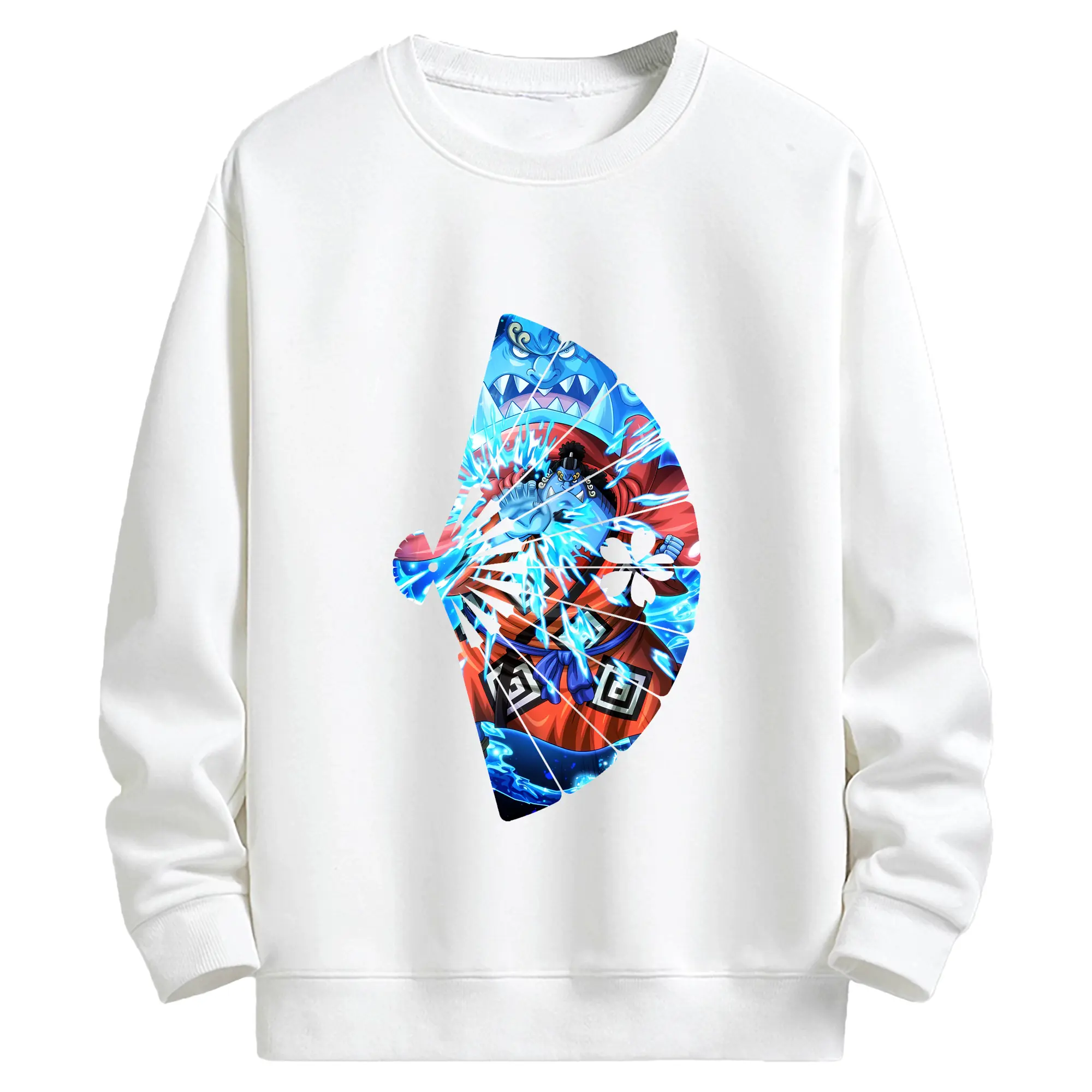 ワンピース グッズ ジンベエ - キッズ クルーネックスウェットシャツ ・ フロントプリント ・ 綿80％ ポリエステル20％ ・ 快適 通学 スポーツ 日常使い お散歩用