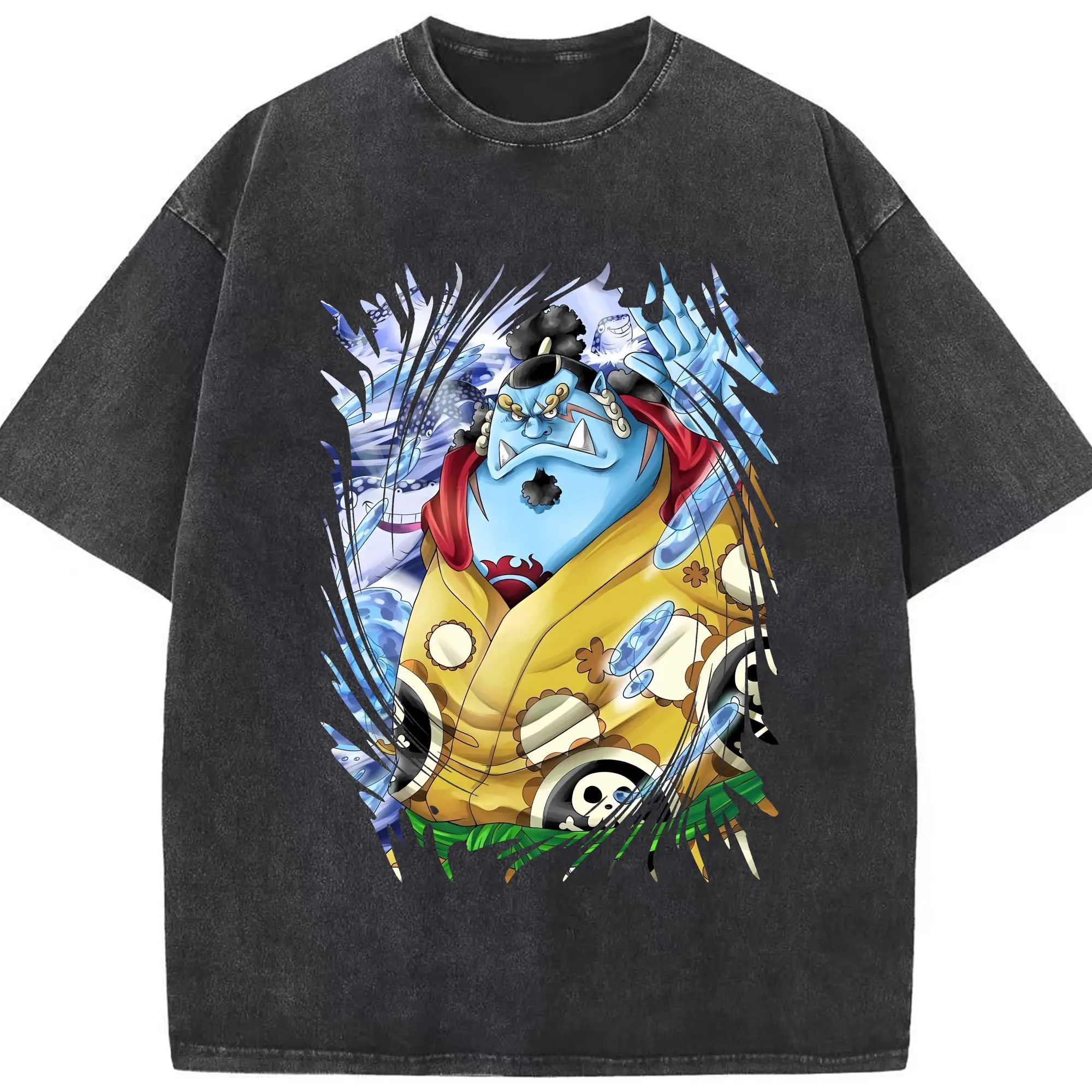 ワンピース グッズ ジンベエ - 綿100％ ヴィンテージ風 半袖Tシャツ ・ フロントプリント ・ 柔らか肌触り ・ 通気性 快適 ・ スポーツ カジュアル 外出用