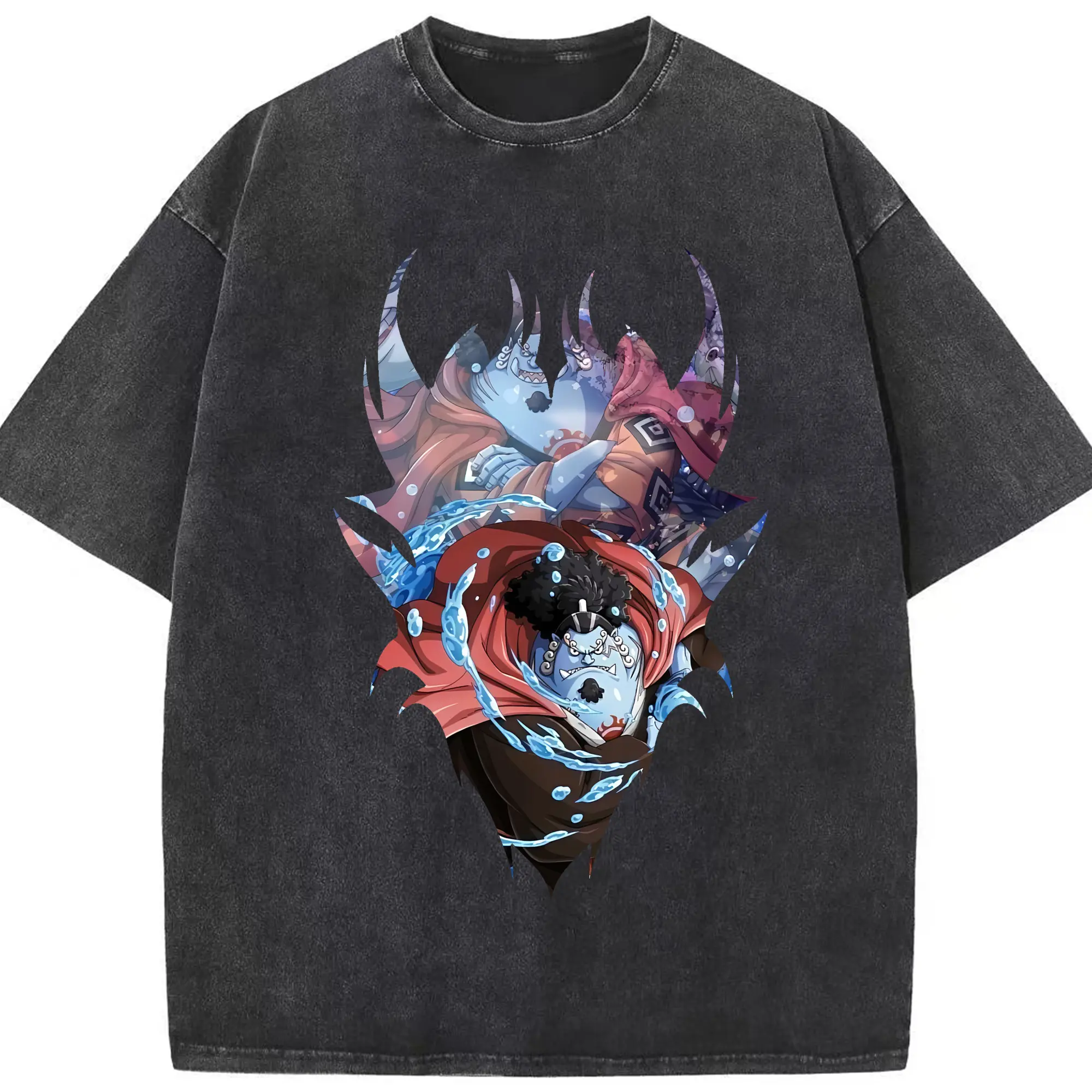 ワンピース グッズ ジンベエ - 綿100％ ヴィンテージ風 半袖Tシャツ ・ フロントプリント ・ 柔らか肌触り ・ 通気性 快適 ・ スポーツ カジュアル 外出用