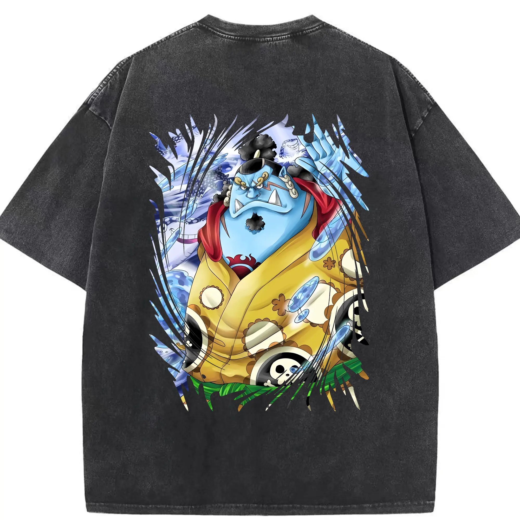 ワンピース グッズ ジンベエ - 綿100％ ヴィンテージ風 半袖Tシャツ ・ 背面プリント ・ 柔らか肌触り ・ 通気性 快適 ・ スポーツ カジュアル 外出用