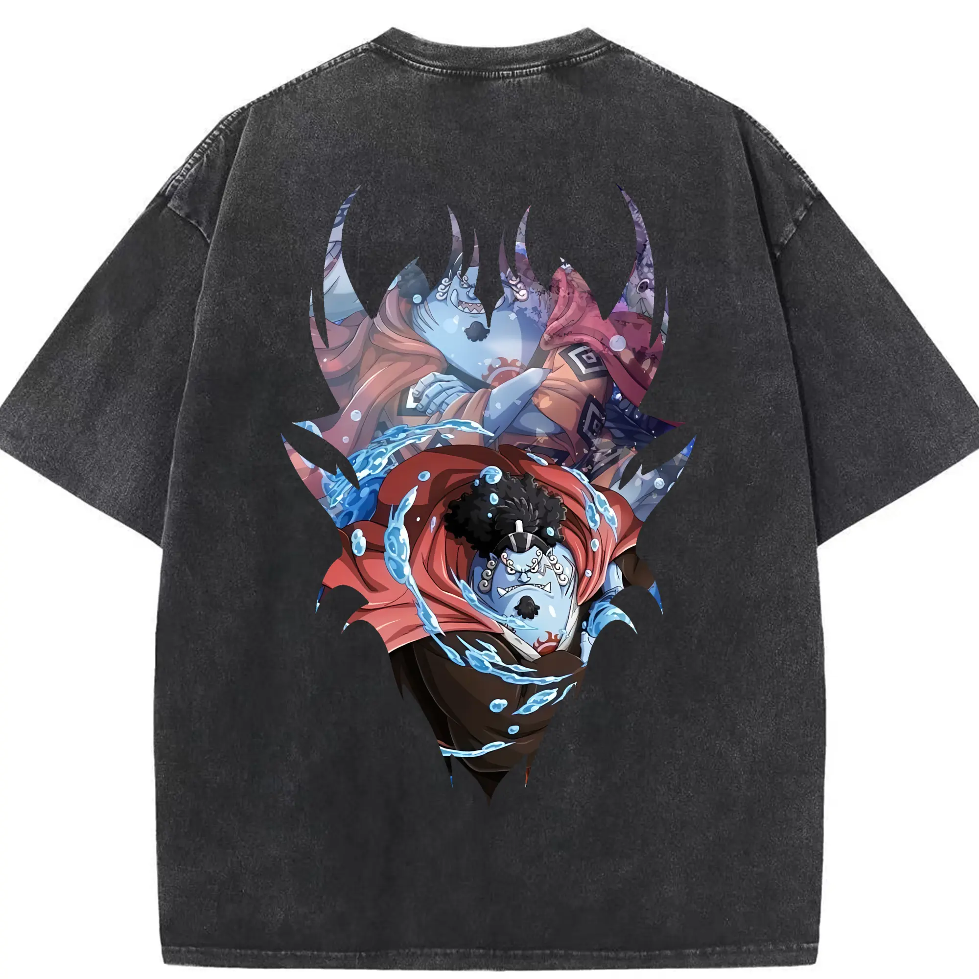 ワンピース グッズ ジンベエ - 綿100％ ヴィンテージ風 半袖Tシャツ ・ 背面プリント ・ 柔らか肌触り ・ 通気性 快適 ・ スポーツ カジュアル 外出用