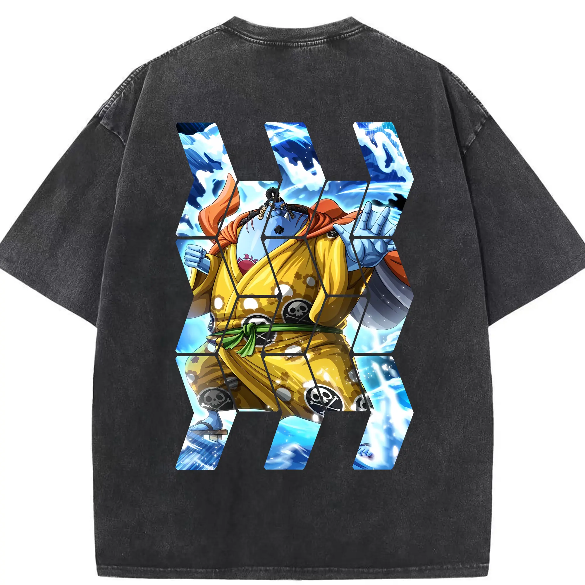 ワンピース グッズ ジンベエ - 綿100％ ヴィンテージ風 半袖Tシャツ ・ 背面プリント ・ 柔らか肌触り ・ 通気性 快適 ・ スポーツ カジュアル 外出用