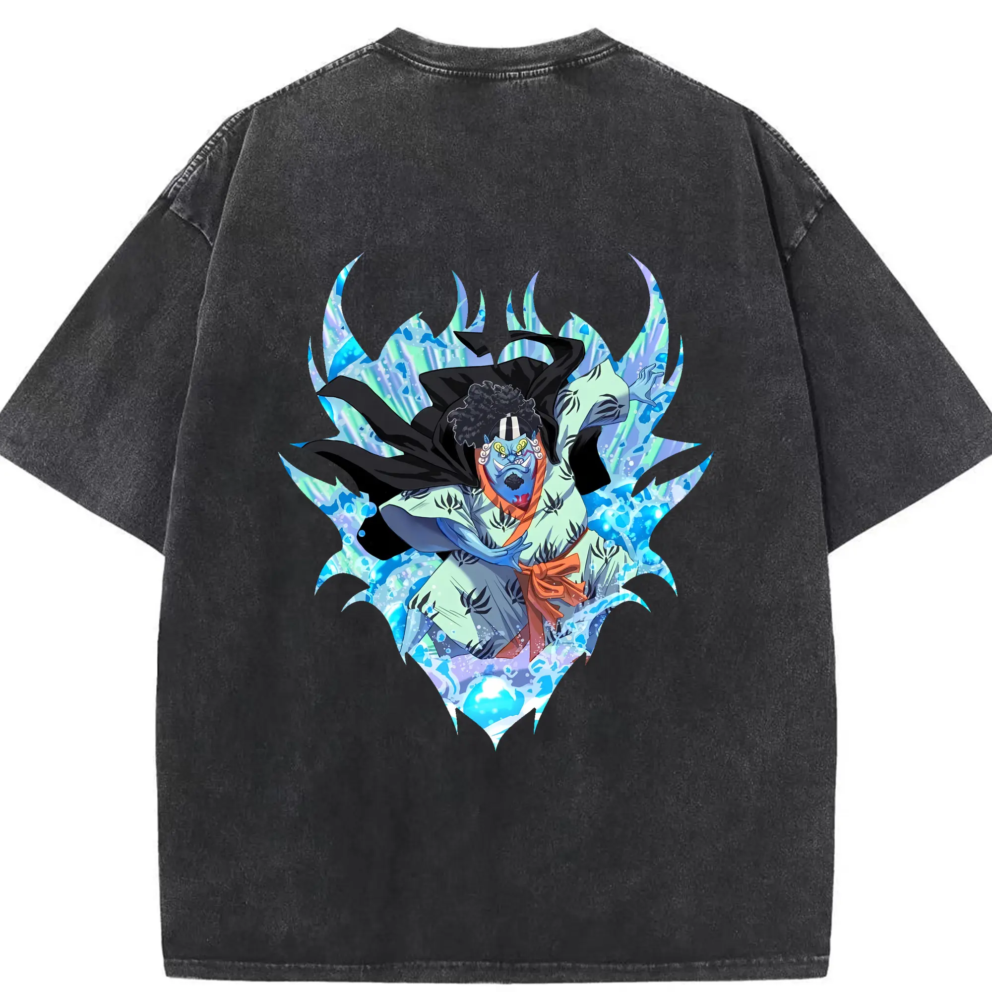 ワンピース グッズ ジンベエ - 綿100％ ヴィンテージ風 半袖Tシャツ ・ 背面プリント ・ 柔らか肌触り ・ 通気性 快適 ・ スポーツ カジュアル 外出用