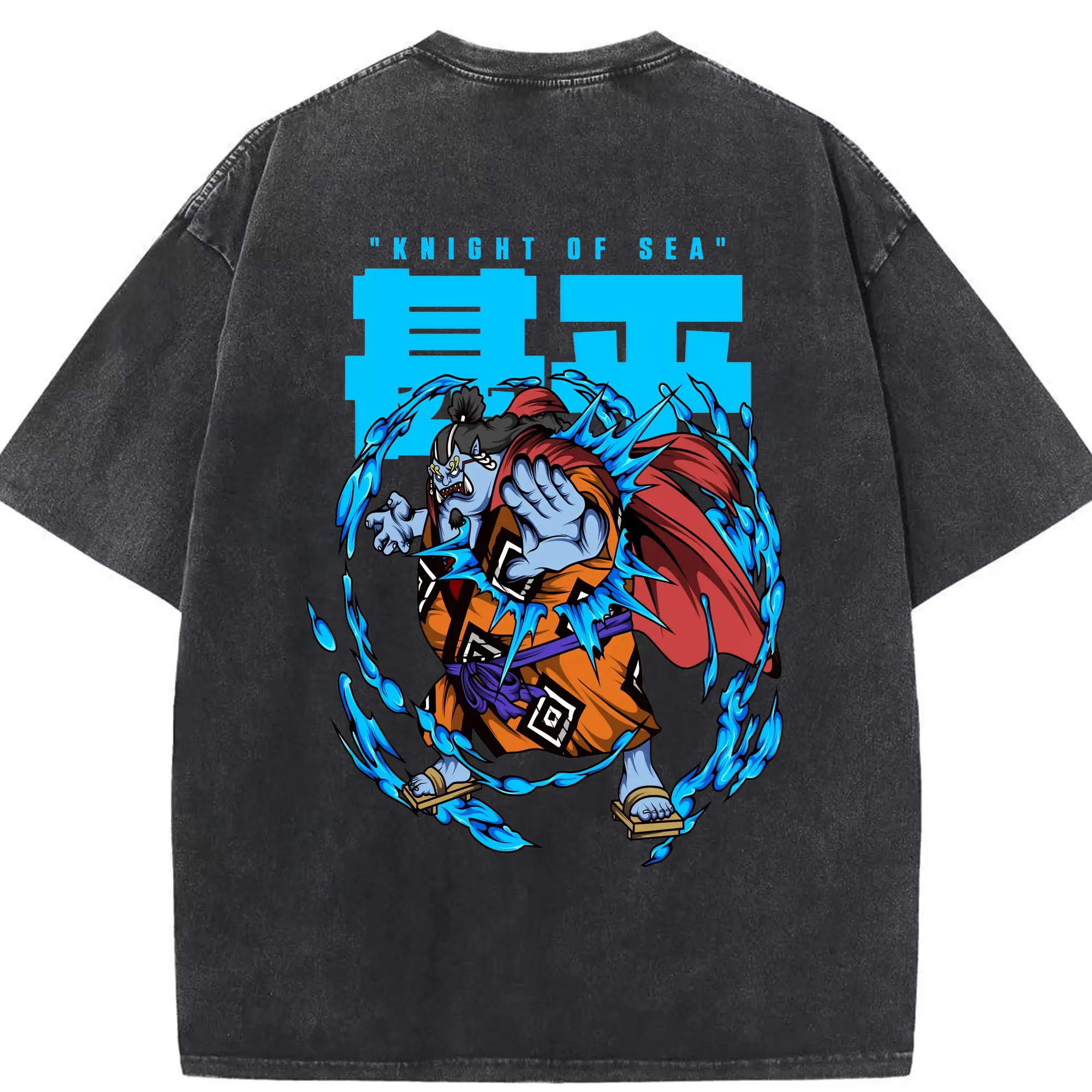 ワンピース グッズ ジンベエ - 綿100％ ヴィンテージ風 半袖Tシャツ ・ 背面プリント ・ 柔らか肌触り ・ 通気性 快適 ・ スポーツ カジュアル 外出用