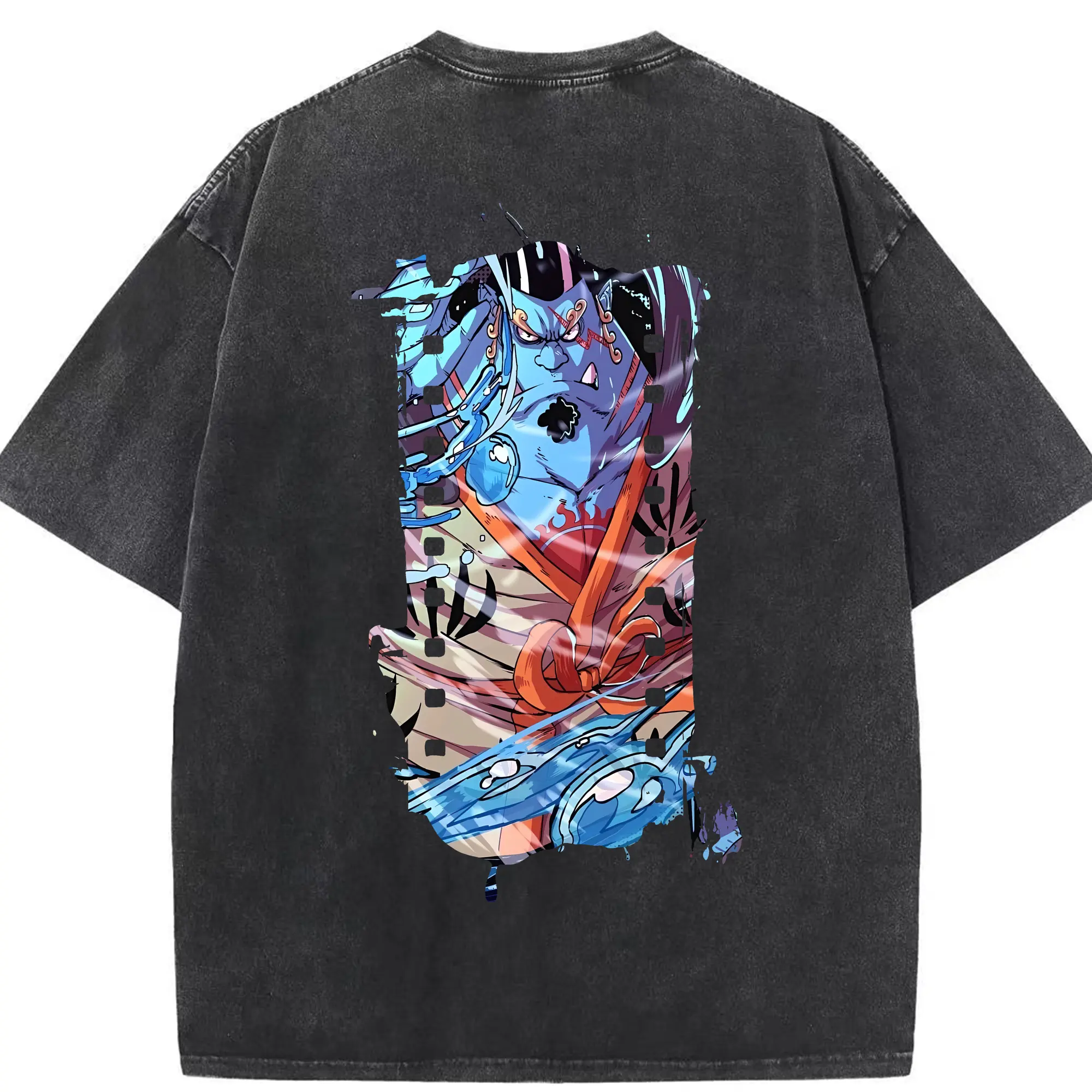 ワンピース グッズ ジンベエ - 綿100％ ヴィンテージ風 半袖Tシャツ ・ 背面プリント ・ 柔らか肌触り ・ 通気性 快適 ・ スポーツ カジュアル 外出用