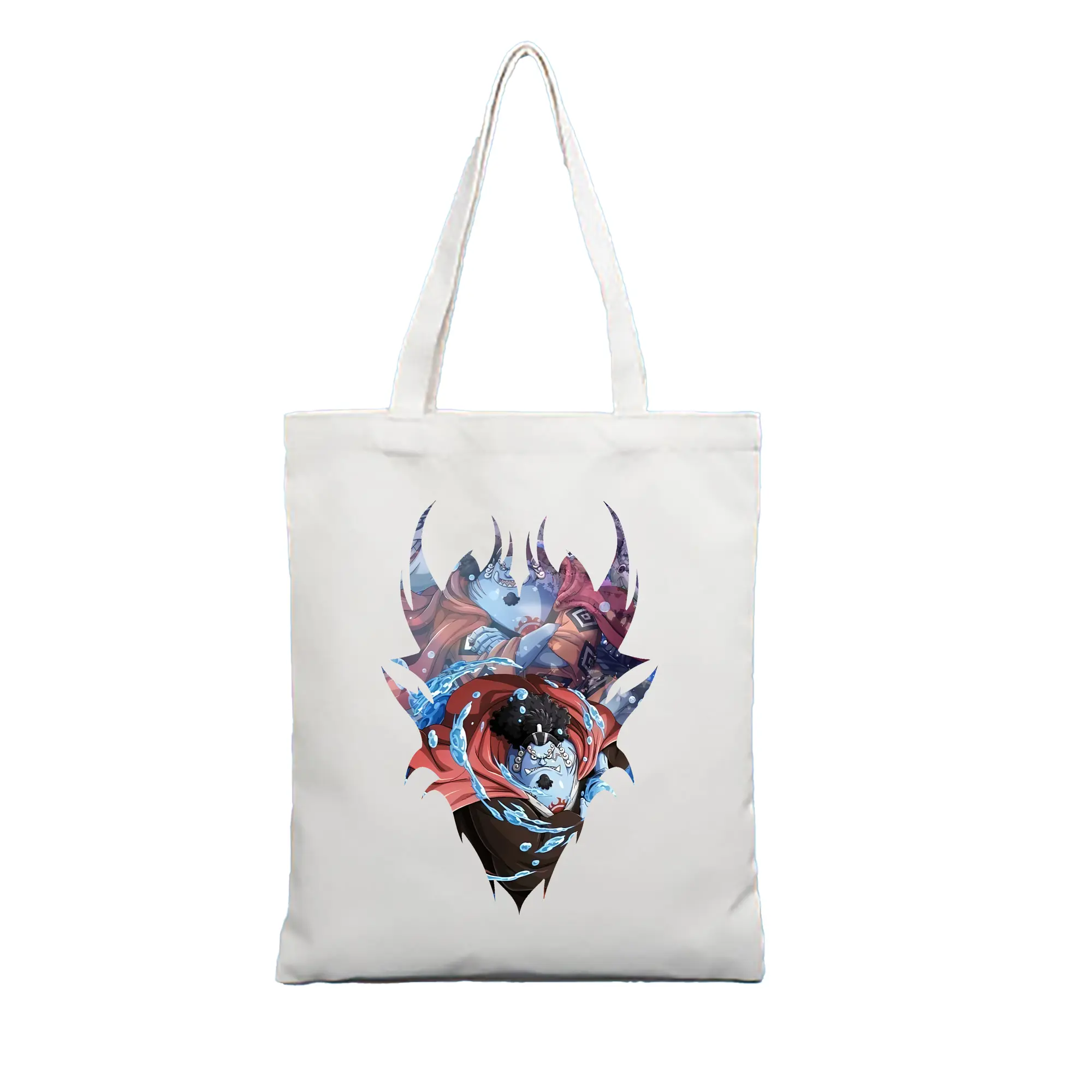 ワンピース グッズ ジンベエ - 縦型キャンバス手提げバッグ（トートバッグ） ・ キャンバス素材 ・ ショッピング用 ・ 軽量 丈夫 お手入れ簡単