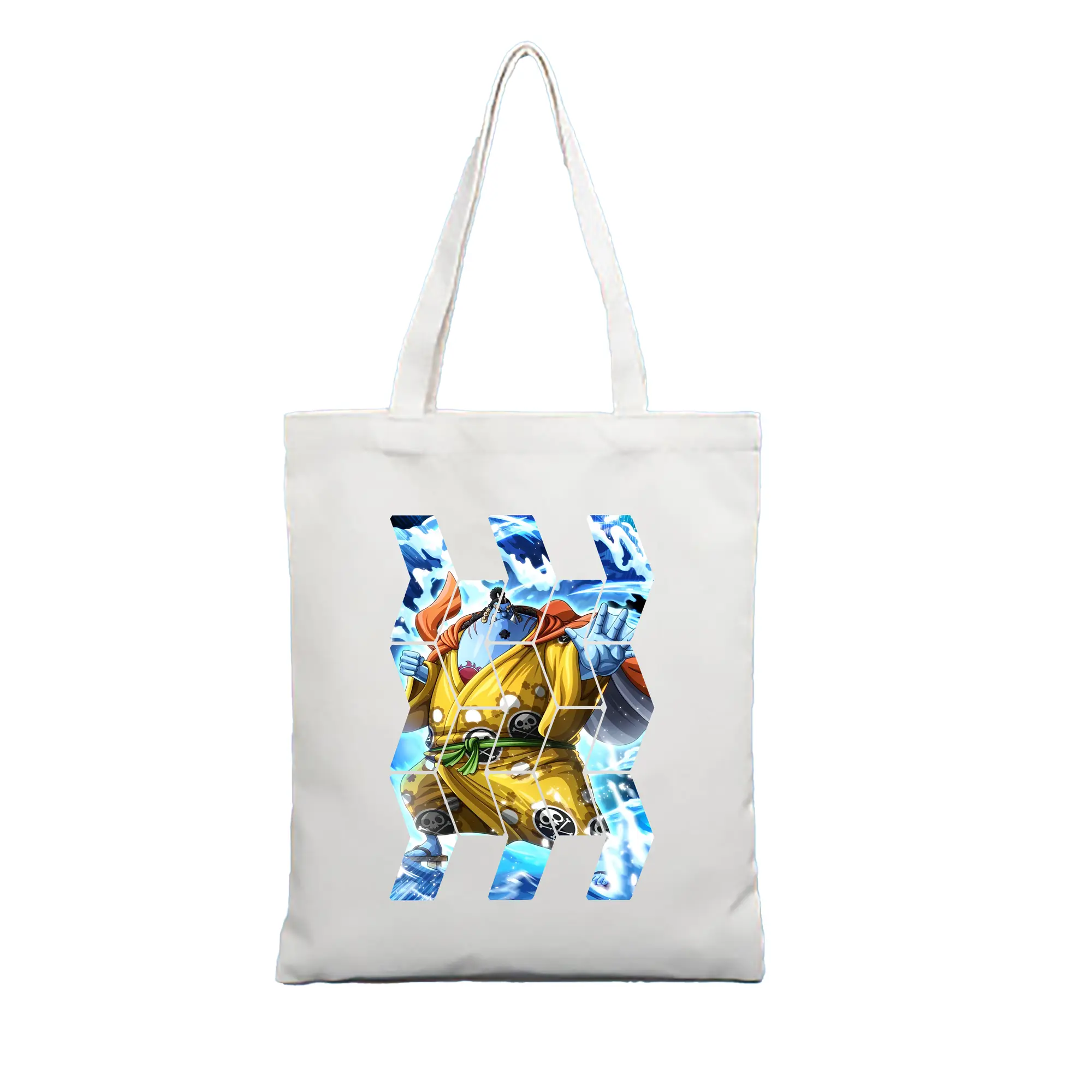 ワンピース グッズ ジンベエ - 縦型キャンバス手提げバッグ（トートバッグ） ・ キャンバス素材 ・ ショッピング用 ・ 軽量 丈夫 お手入れ簡単