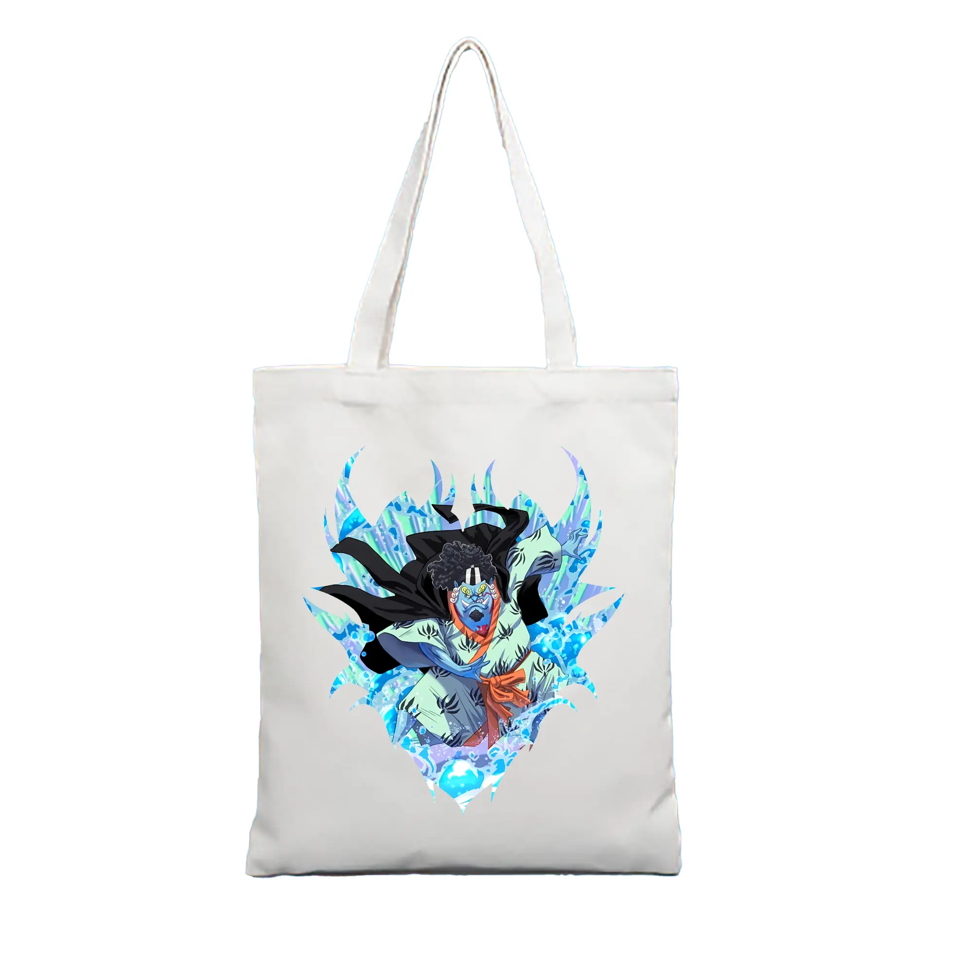 ワンピース グッズ ジンベエ - 縦型キャンバス手提げバッグ（トートバッグ） ・ キャンバス素材 ・ ショッピング用 ・ 軽量 丈夫 お手入れ簡単