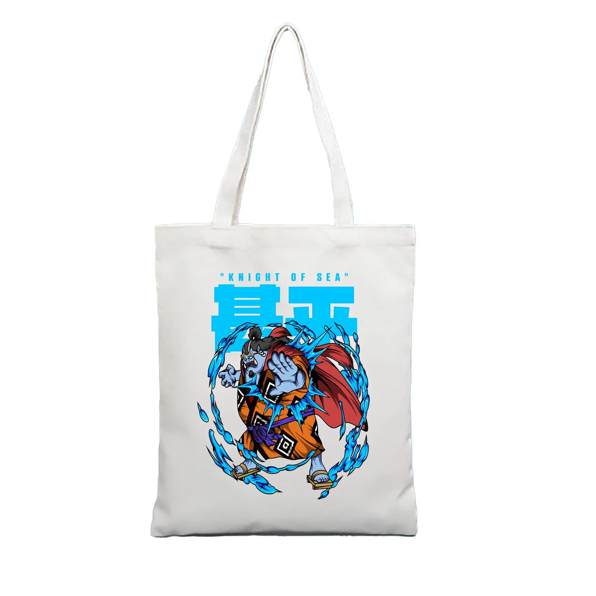 ワンピース グッズ ジンベエ - 縦型キャンバス手提げバッグ（トートバッグ） ・ キャンバス素材 ・ ショッピング用 ・ 軽量 丈夫 お手入れ簡単