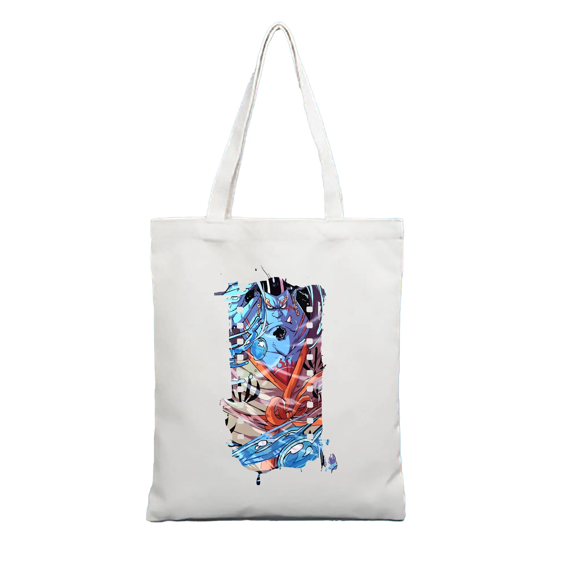 ワンピース グッズ ジンベエ - 縦型キャンバス手提げバッグ（トートバッグ） ・ キャンバス素材 ・ ショッピング用 ・ 軽量 丈夫 お手入れ簡単