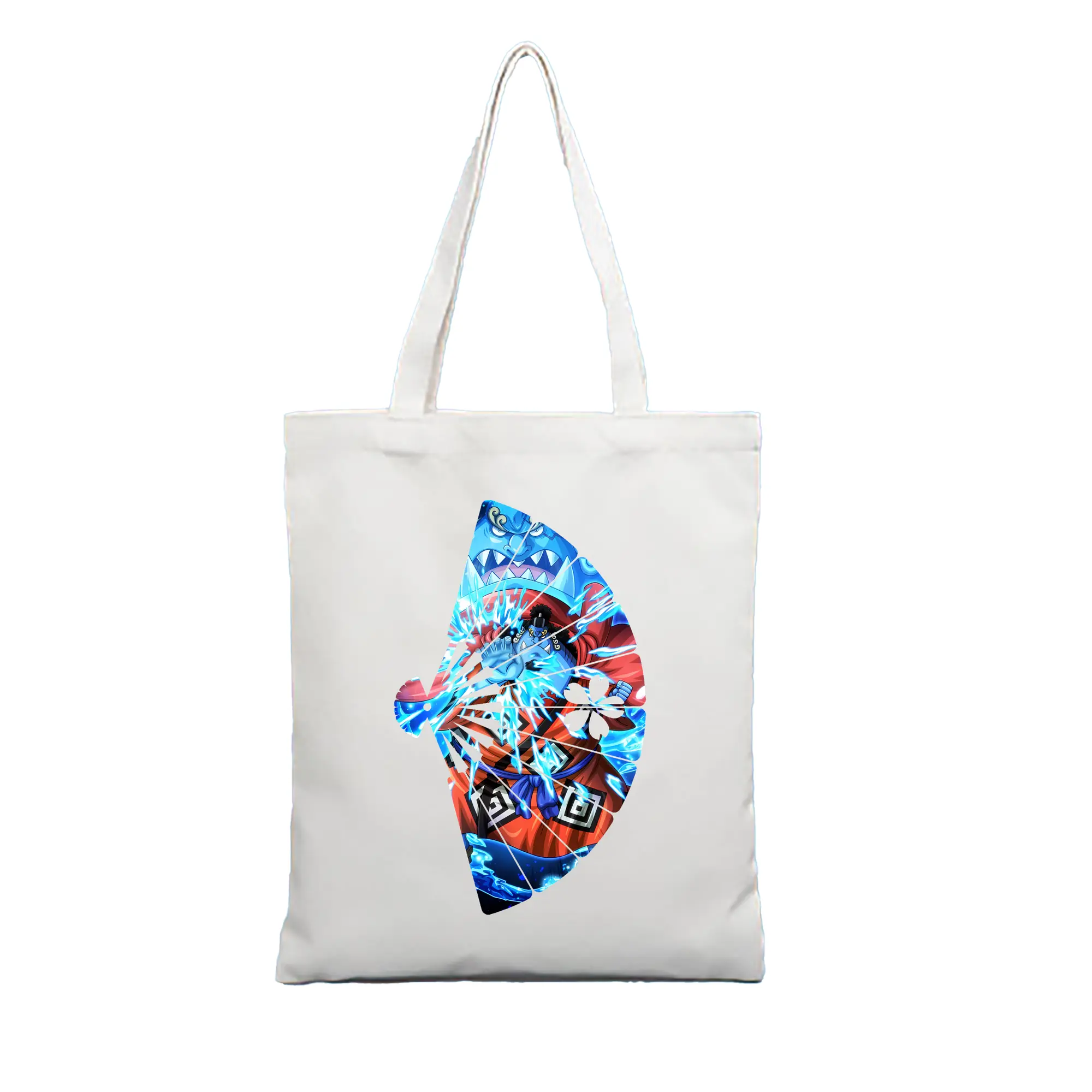 ワンピース グッズ ジンベエ - 縦型キャンバス手提げバッグ（トートバッグ） ・ キャンバス素材 ・ ショッピング用 ・ 軽量 丈夫 お手入れ簡単