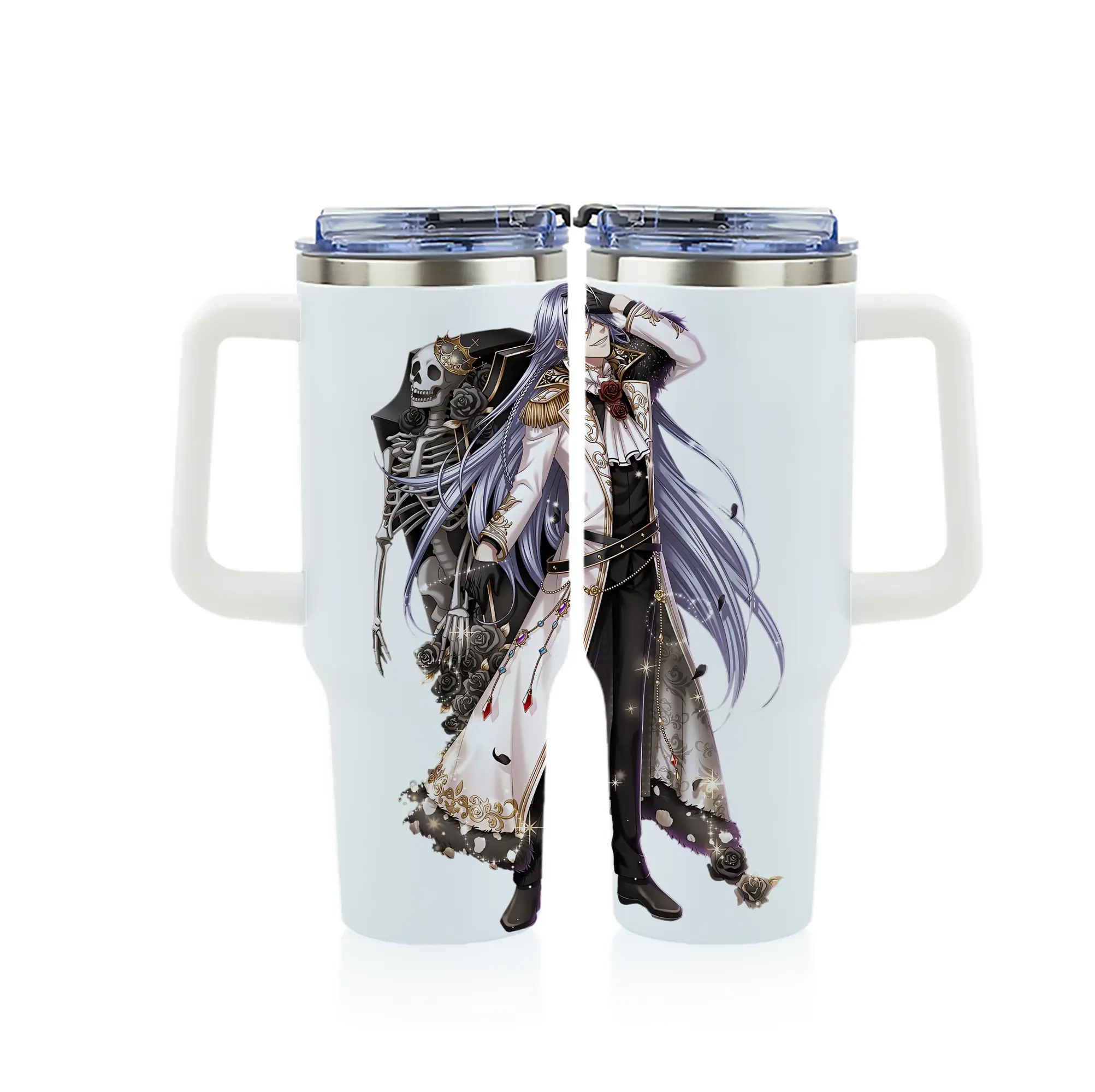 黒執事 グッズ,葬儀屋 - 1200mL フルプリント車用タンブラー ・ 304ステンレス 内側 ・ 201ステンレス 外側 ・ 保温 保冷 ・ 通勤 ドライブ アウトドア用