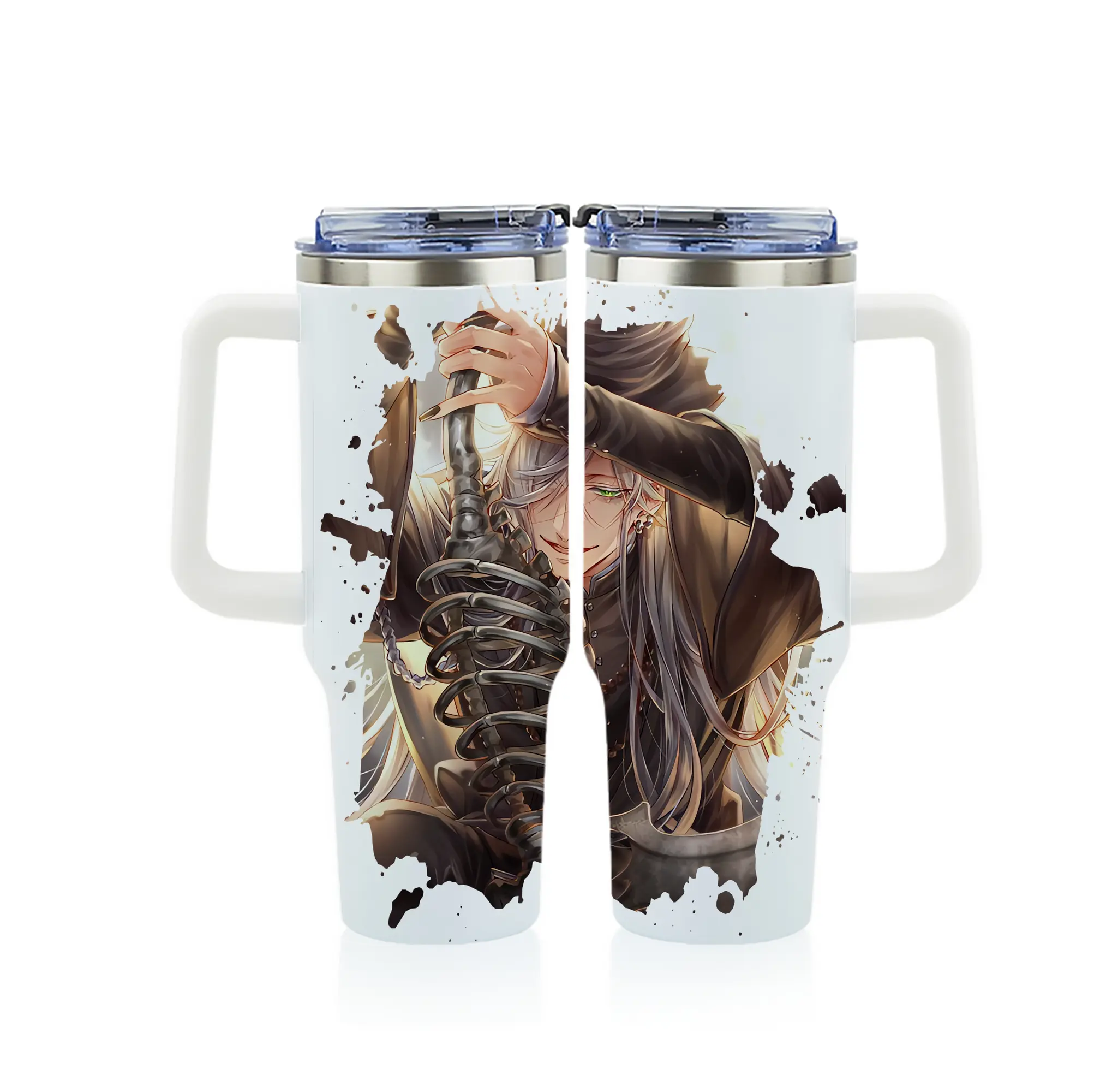 黒執事 グッズ,葬儀屋 - 1200mL フルプリント車用タンブラー ・ 304ステンレス 内側 ・ 201ステンレス 外側 ・ 保温 保冷 ・ 通勤 ドライブ アウトドア用