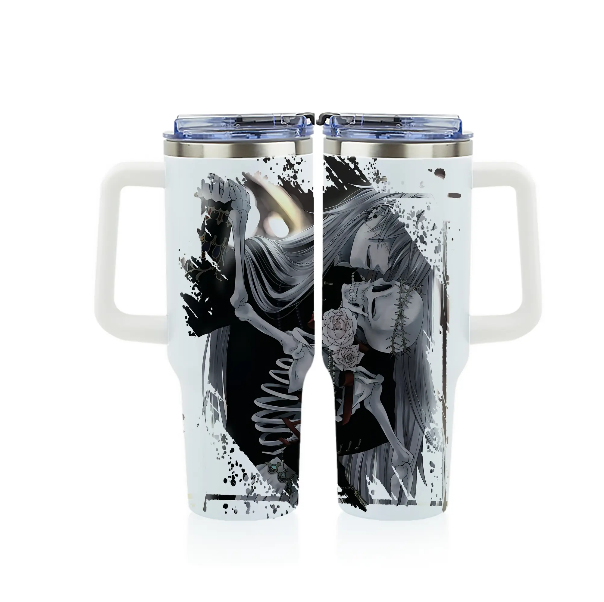 黒執事 グッズ,葬儀屋 - 1200mL フルプリント車用タンブラー ・ 304ステンレス 内側 ・ 201ステンレス 外側 ・ 保温 保冷 ・ 通勤 ドライブ アウトドア用