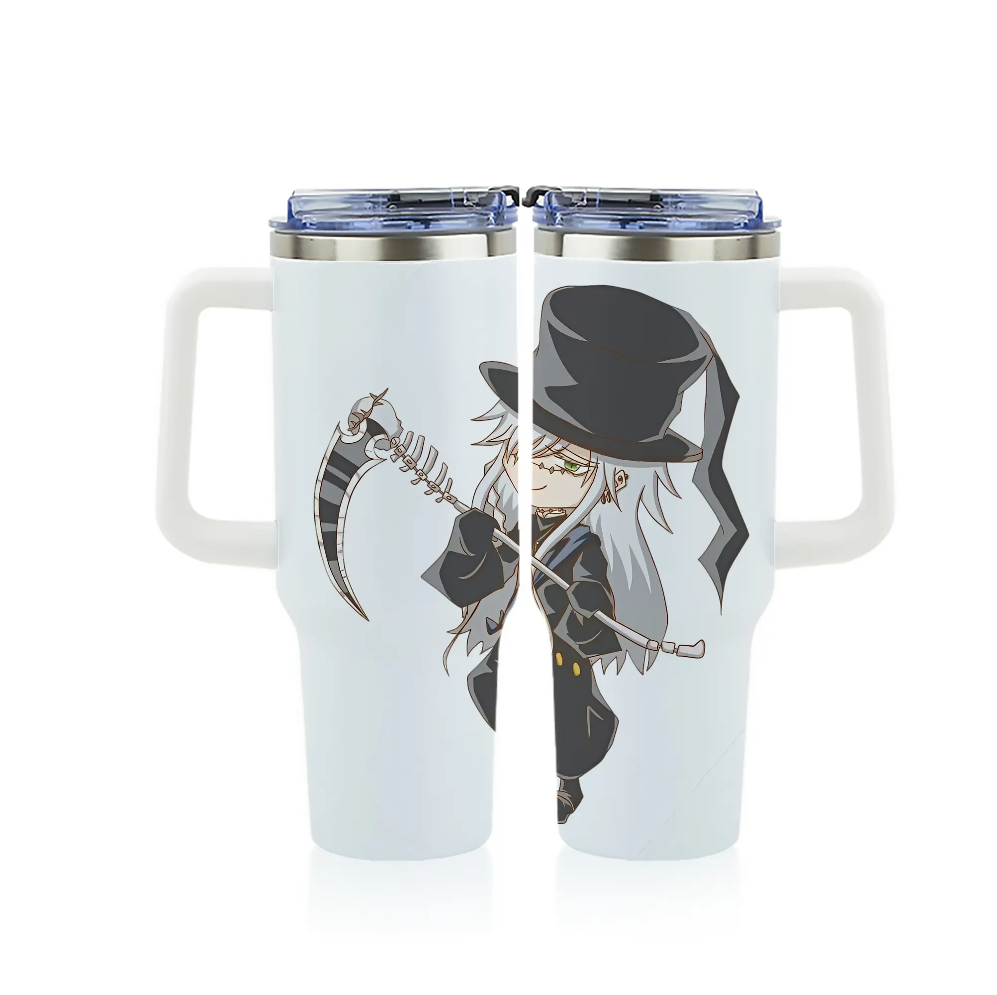 黒執事 グッズ,葬儀屋 - 1200mL フルプリント車用タンブラー ・ 304ステンレス 内側 ・ 201ステンレス 外側 ・ 保温 保冷 ・ 通勤 ドライブ アウトドア用