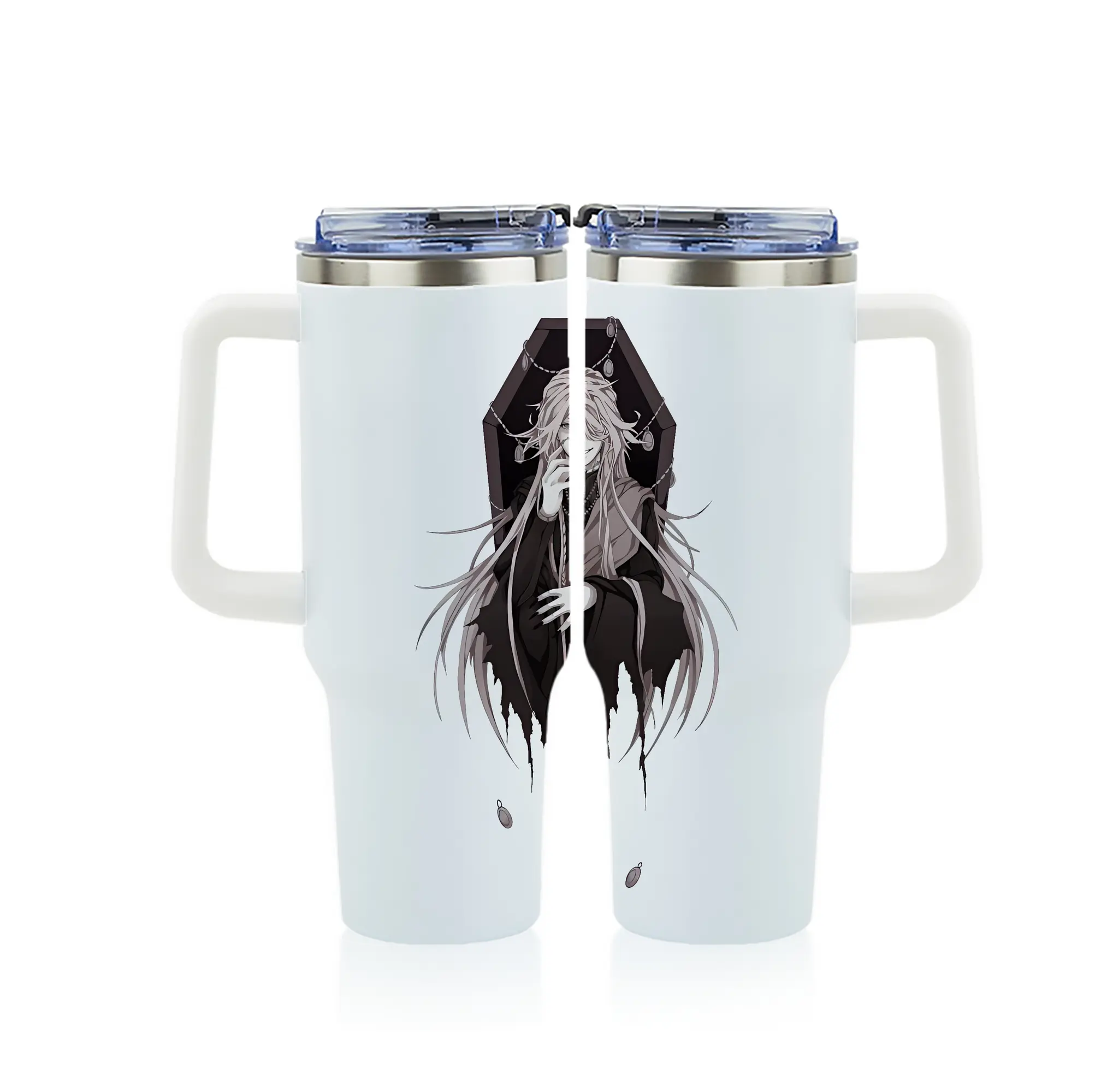 黒執事 グッズ,葬儀屋 - 1200mL フルプリント車用タンブラー ・ 304ステンレス 内側 ・ 201ステンレス 外側 ・ 保温 保冷 ・ 通勤 ドライブ アウトドア用